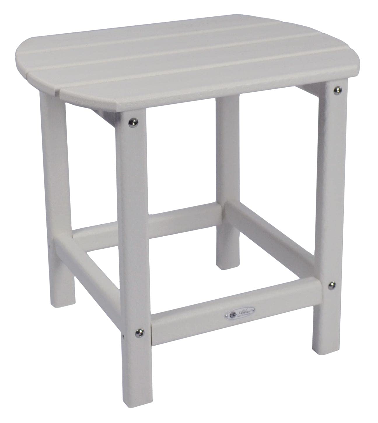 Atlas Patio Furniture - White Beach Haven Poly End Table for Outdoor, Patio, Garden & Poolside Decor - Durable Weather-Resistant Side Table