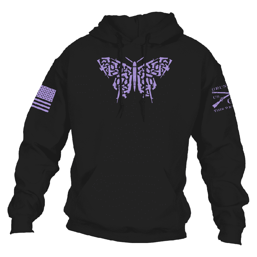 Women's 2A Butterfly Print Hoodie - Black | Soft Fleece Pullover Sweatshirt for Casual Wear & Outdoor Activities