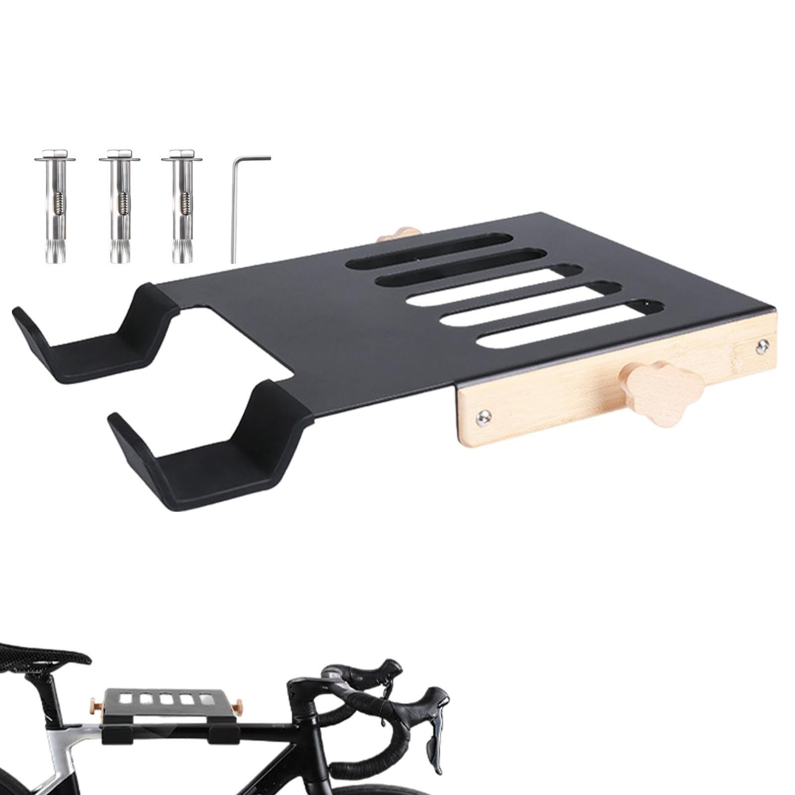 Wall Mount Bike Rack - Heavy Duty Mountain & Road Bicycle Storage Holder with Mounting Hardware - Space Saving Garage & Living Room Bike Display for Cycling Enthusiasts
