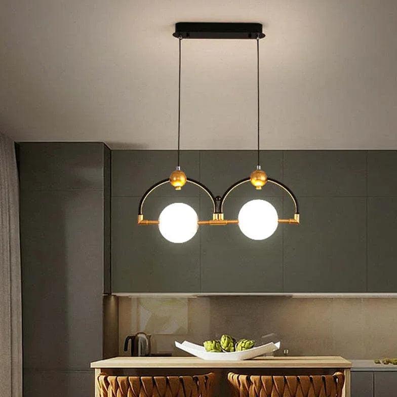 Modern 4-Light Linear Pendant Lighting Fixture for Kitchen Island, Dining Room & Bar Counter - Adjustable Hanging Chandelier with Clear Glass Shades