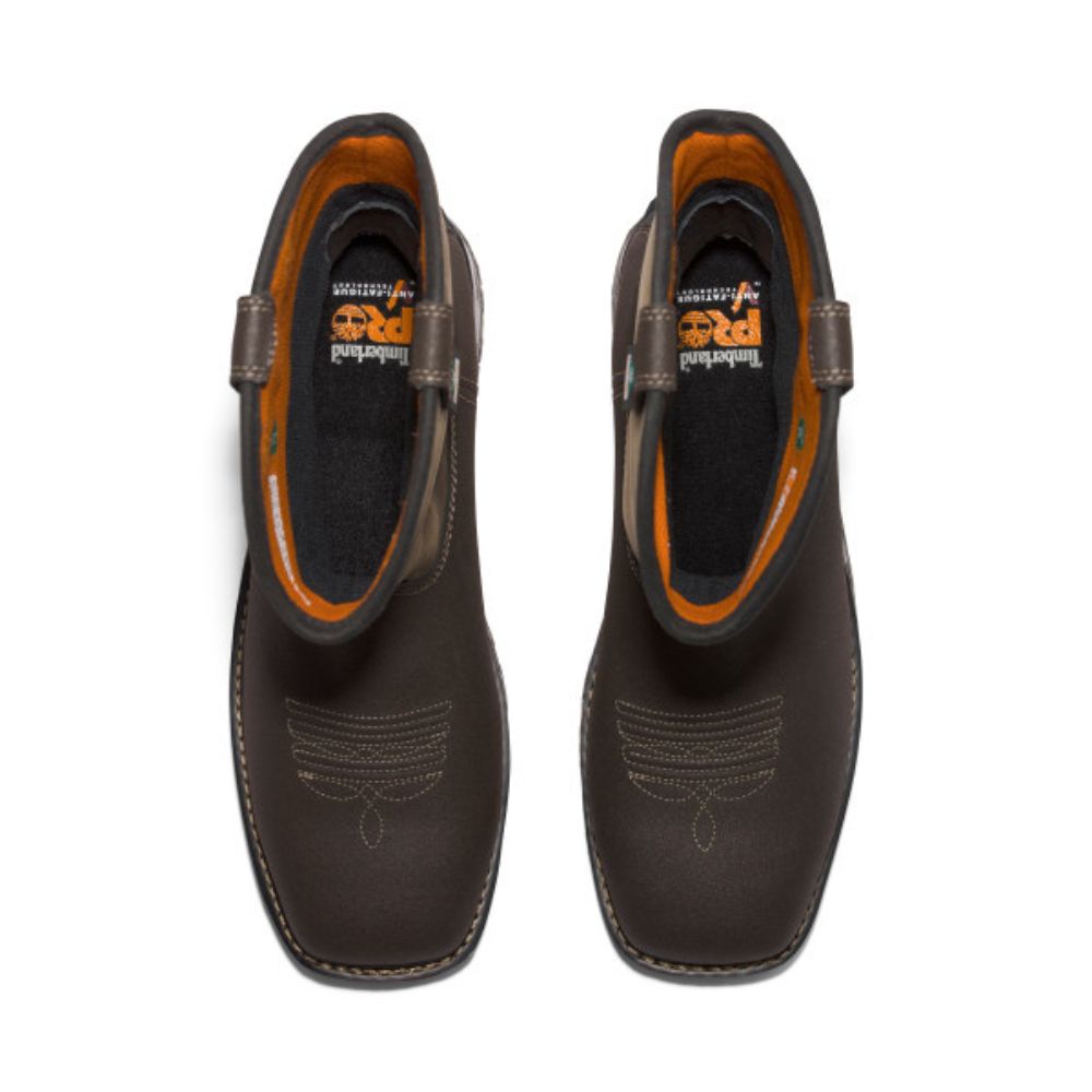 Timberland PRO® True Grit Men's Waterproof Composite Toe Pull-On Work Boots - Slip Resistant Safety Shoes for Construction & Outdoor Work (Brown, Model TB0A5U6Y214)