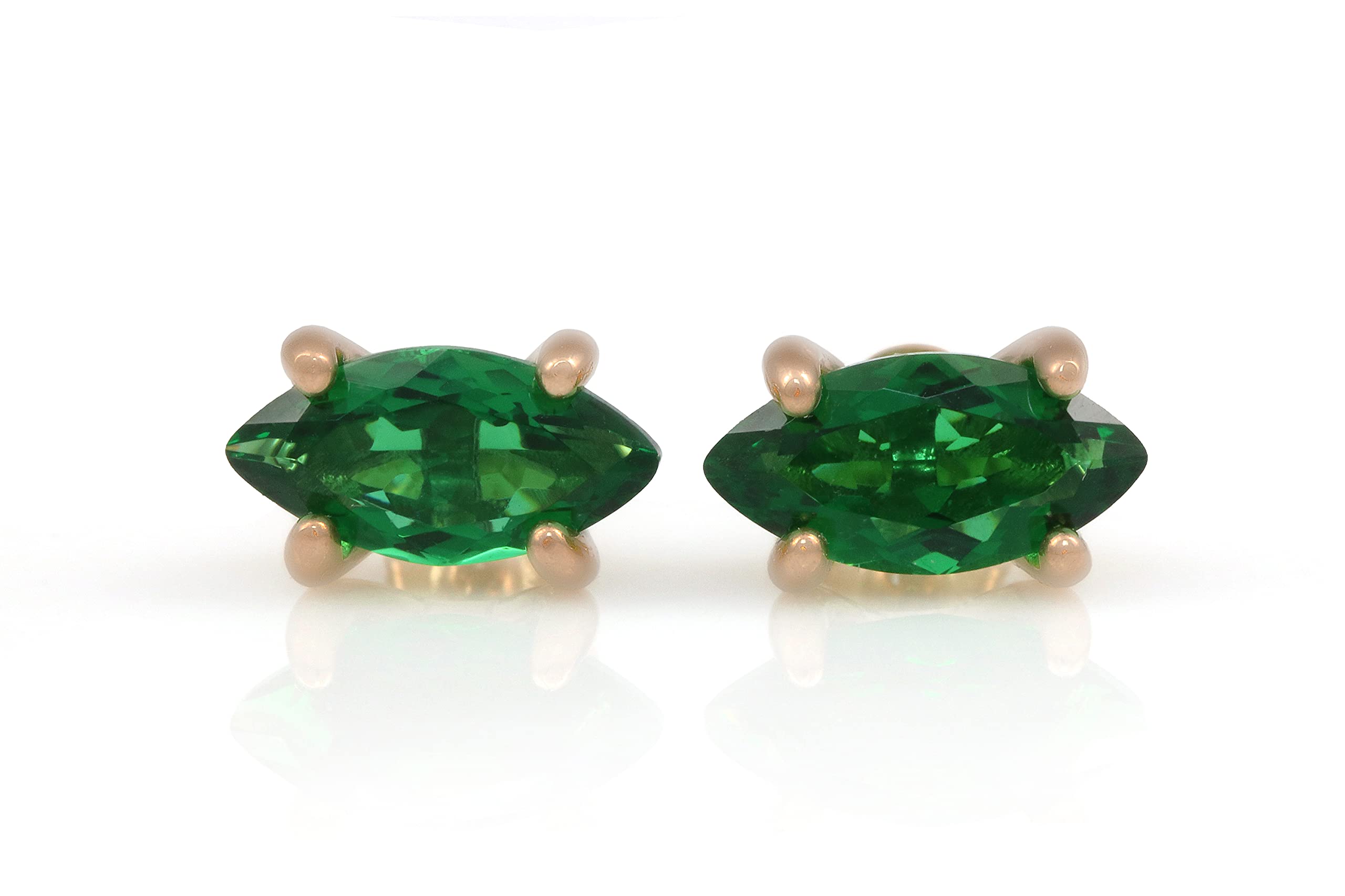 Timeless Emerald Green Stud Earrings - Handmade Dainty Jewelry for Women, Wedding & Everyday Wear - 925 Sterling Silver/Gold Plated Options with Gift Box - Perfect Birthday Gift & Anniversary Present