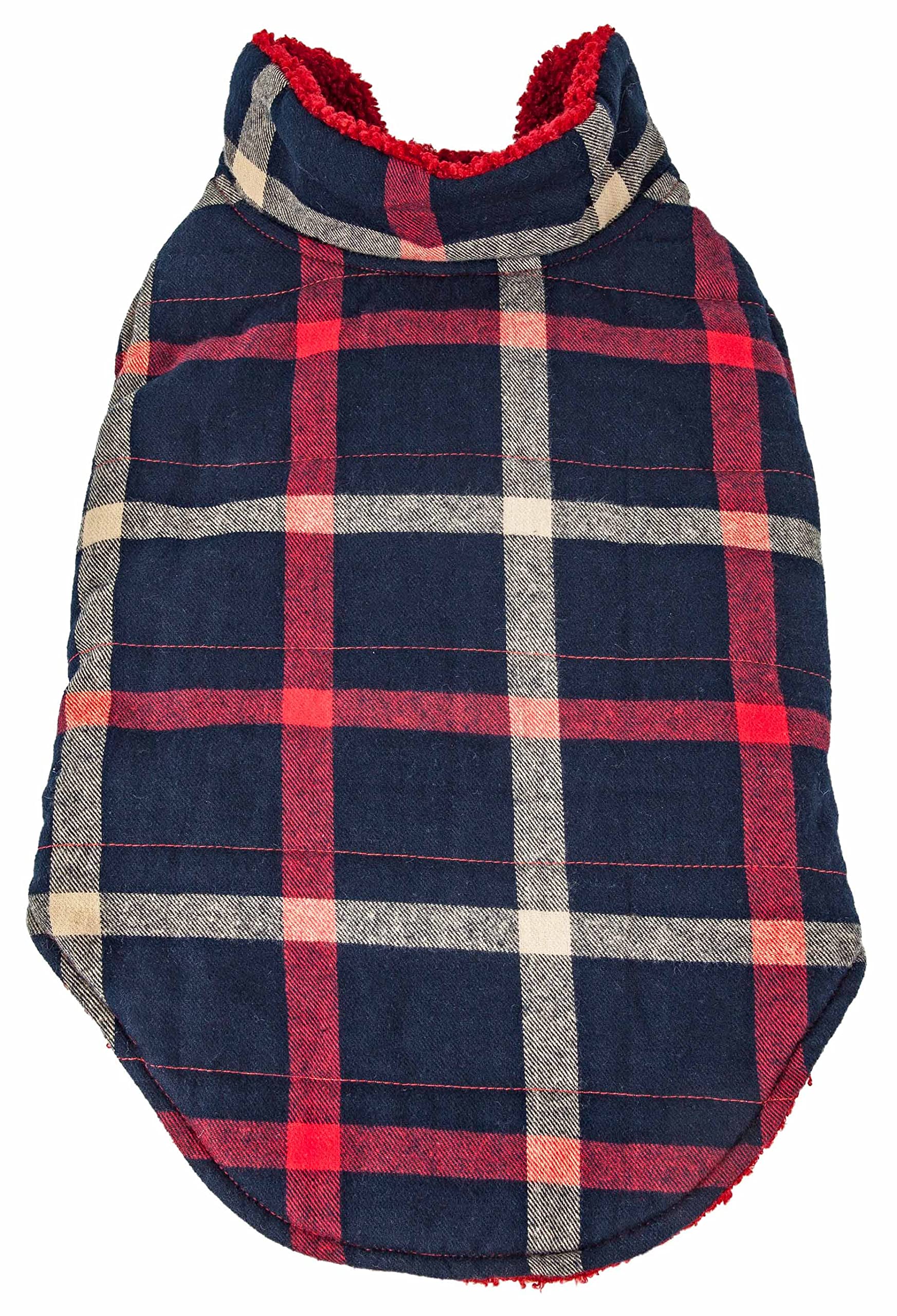 Pet Life Allegiance Plaid Dog Coat - Reversible Sherpa Lined Insulated Winter Jacket for Small, Medium & Large Dogs - Warm & Stylish Outerwear for Cold Weather Walks & Outdoor Adventures