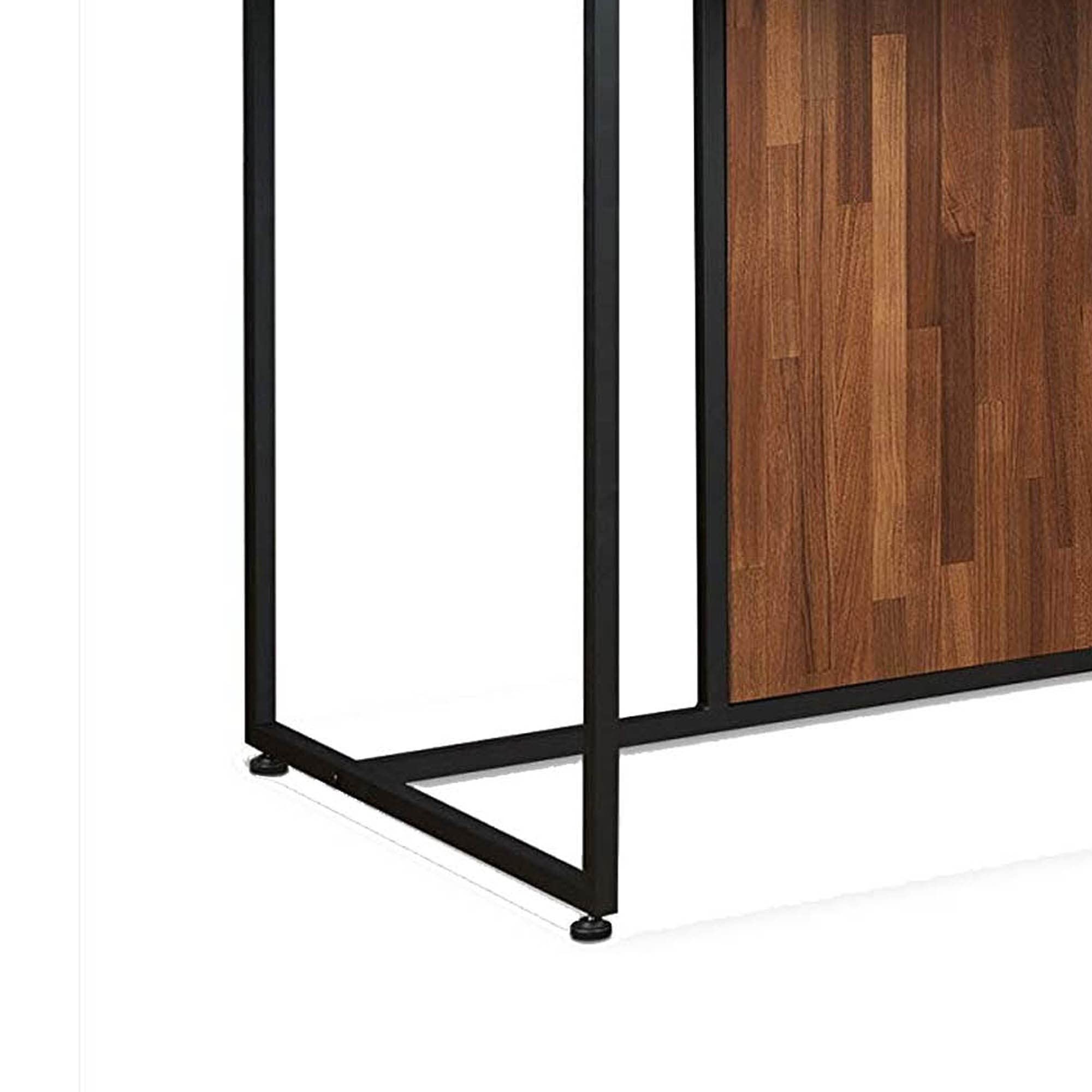 Benjara Wooden Top Desk with Rectangular Metal Frame - Brown and Black Home Office Desk for Small Spaces | Modern Writing Desk for Study, Work, and Home Office
