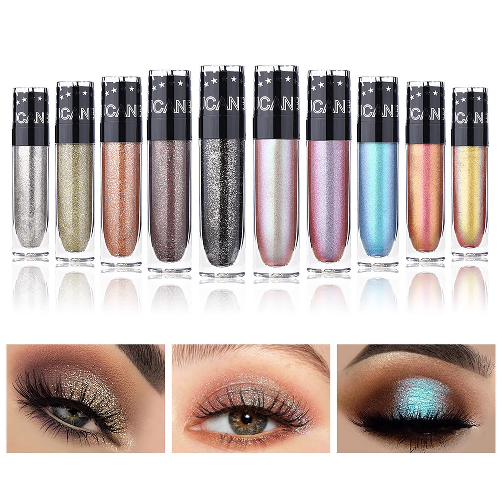 Glitter Metallic Eyeshadow Set - 5 Bold Colors for Smoky Makeup | High Pigment & Multichrome | Party & Night Out Looks