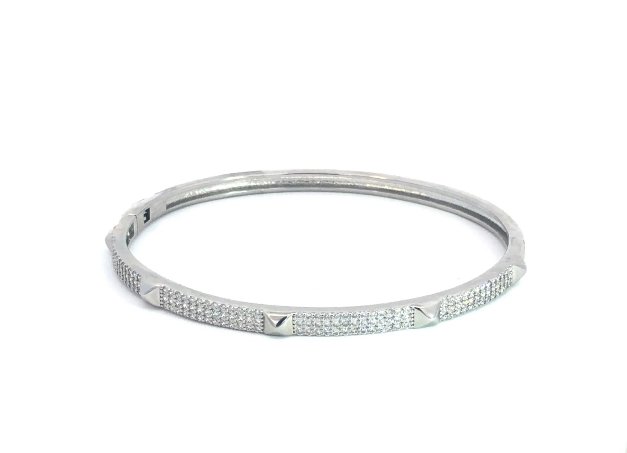 PAVÈ PYRAMID BANGLE - Elegant Sterling Silver Stackable Bracelet for Women | Perfect for Parties, Weddings & Everyday Wear
