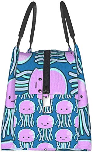 Reusable Insulated Lunch Bag with Jellyfish Design - Leakproof Cooler Tote for Work, School, Outdoor Picnic & Beach Trips - BPA-Free Food Storage Organizer