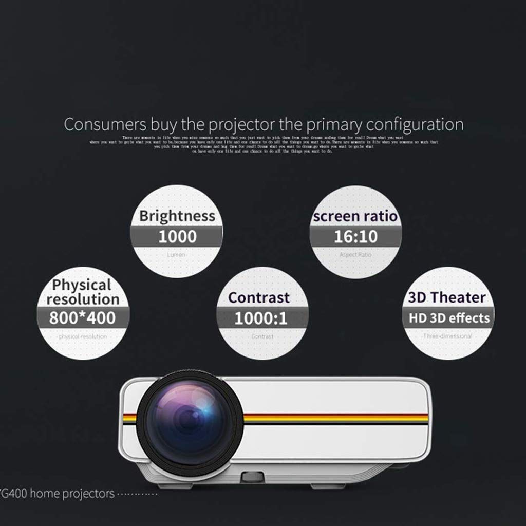 YADECL Mini Projector 1080P HD Portable WiFi Home Theater Projector for iPhone Android Smartphone - Perfect for Dorm Room, Bedroom & Outdoor Movie Nights (Black)