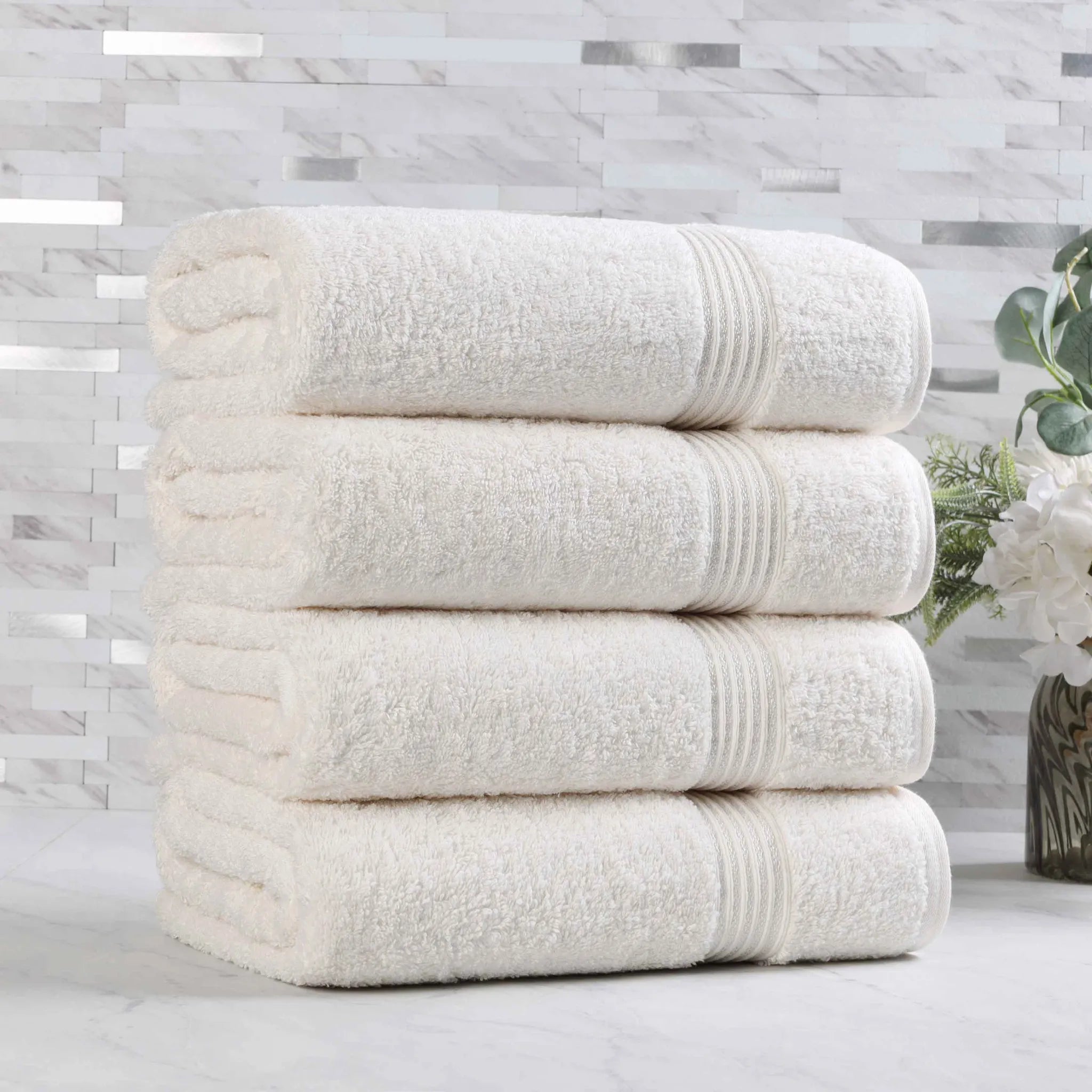 Premium Egyptian Cotton Bath Towels Set of 4 - Ultra Soft & Absorbent Luxury Towels for Spa, Bathroom & Beach - 100% Heritage Cotton for Hotel-Quality Comfort