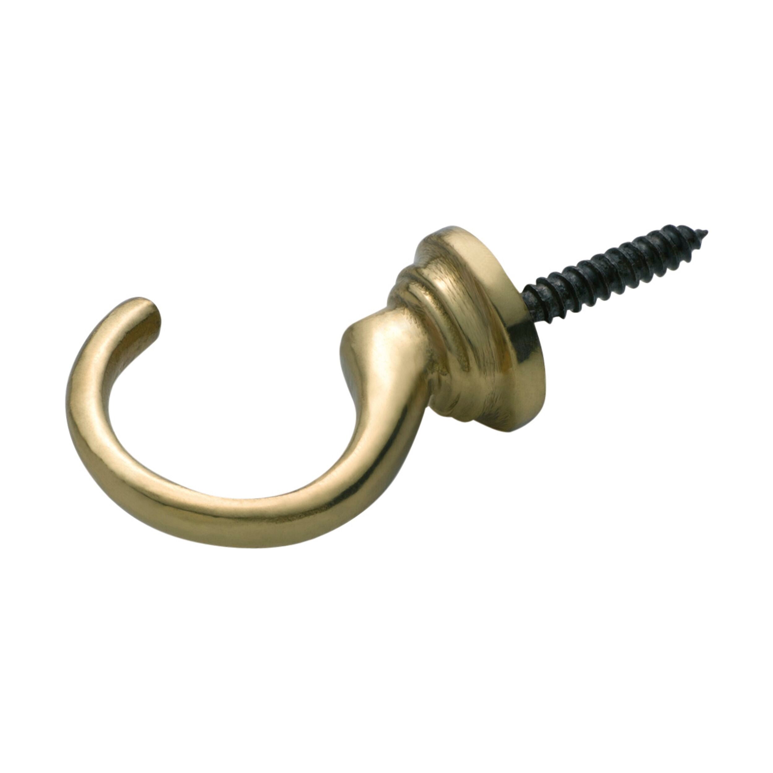 3912 Standard Small Polished Brass Curtain Tie Back Hook - 33mm - Elegant Window Treatment Accessory for Living Room, Bedroom & Dorm Decor