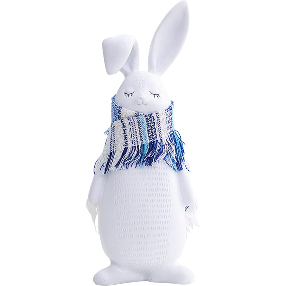 WAYUTO White Ceramic Rabbit Statue - Easter Bunny Figurine, Desktop Animal Ornament, Easter Party Decor & Gift Idea - Perfect for Home Decor, Easter Celebrations, and Spring Table Centerpieces