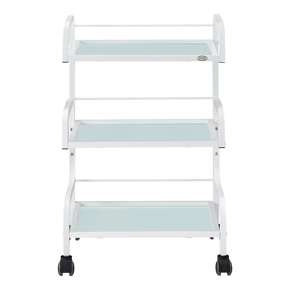 3-Tier Metal Medical Roller Cart with Tempered Glass - Mobile Storage Cart for Spa, Clinic & Hospital Use - DIR Medical Utility Cart for Equipment Organization