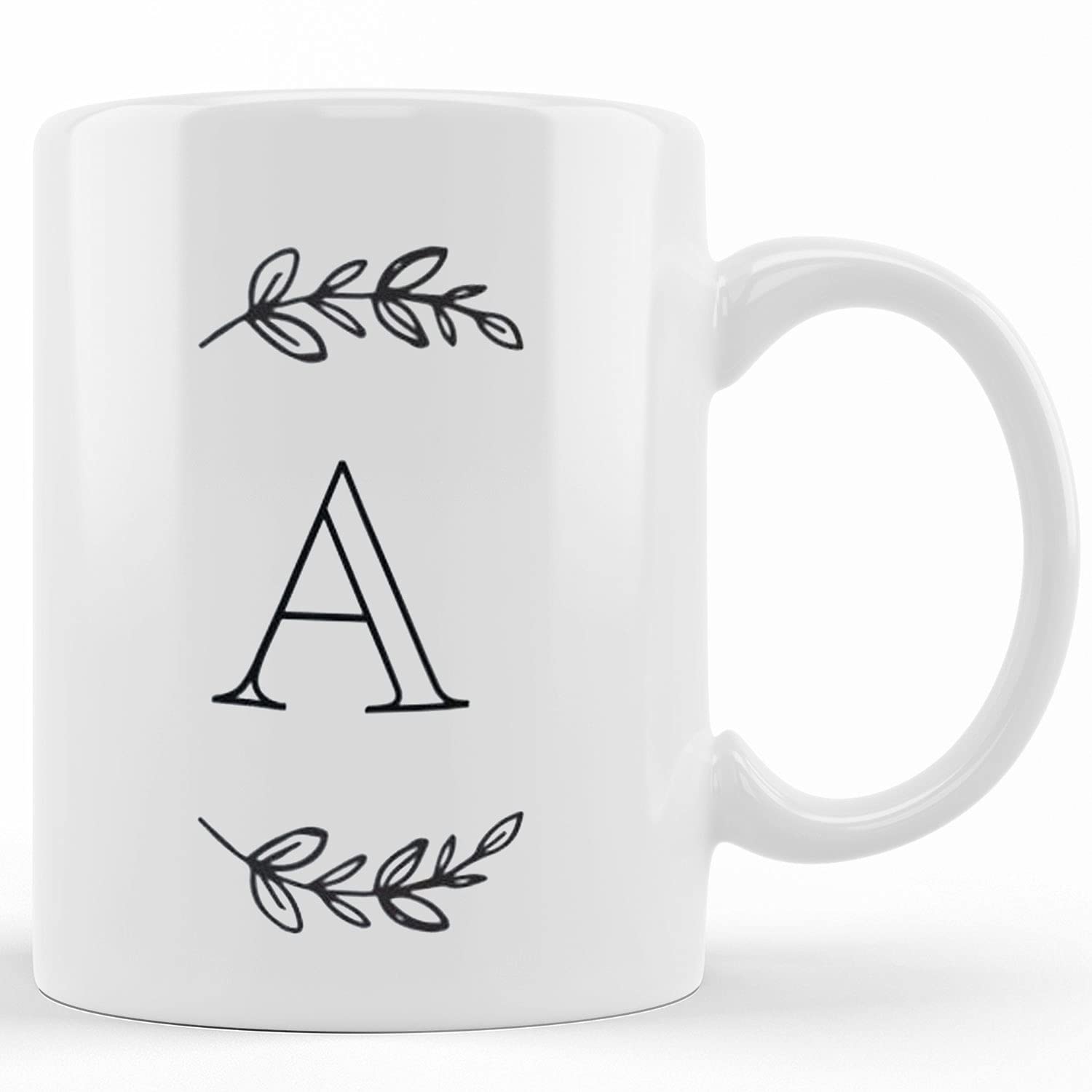 Personalized Monogram Porcelain Coffee Mug - Custom Manhattan Wreath Design - 11oz & 15oz Ceramic Cup - Perfect Wedding Gift, Christmas Present for Couples, Brides, Him & Her - Ideal for Coffee Lovers, Office Use, and Home Decor