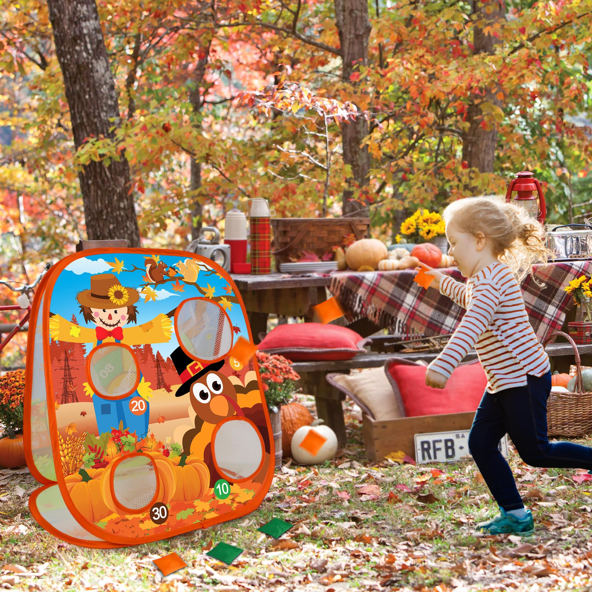 Kids Thanksgiving Bean Bag Toss Game Set - Indoor/Outdoor Turkey Dart Board for Fall Festival, Carnival & Family Yard Games | Perfect for Boys, Girls & Family Gatherings (Great for Thanksgiving Parties, School Events & Backyard Fun)