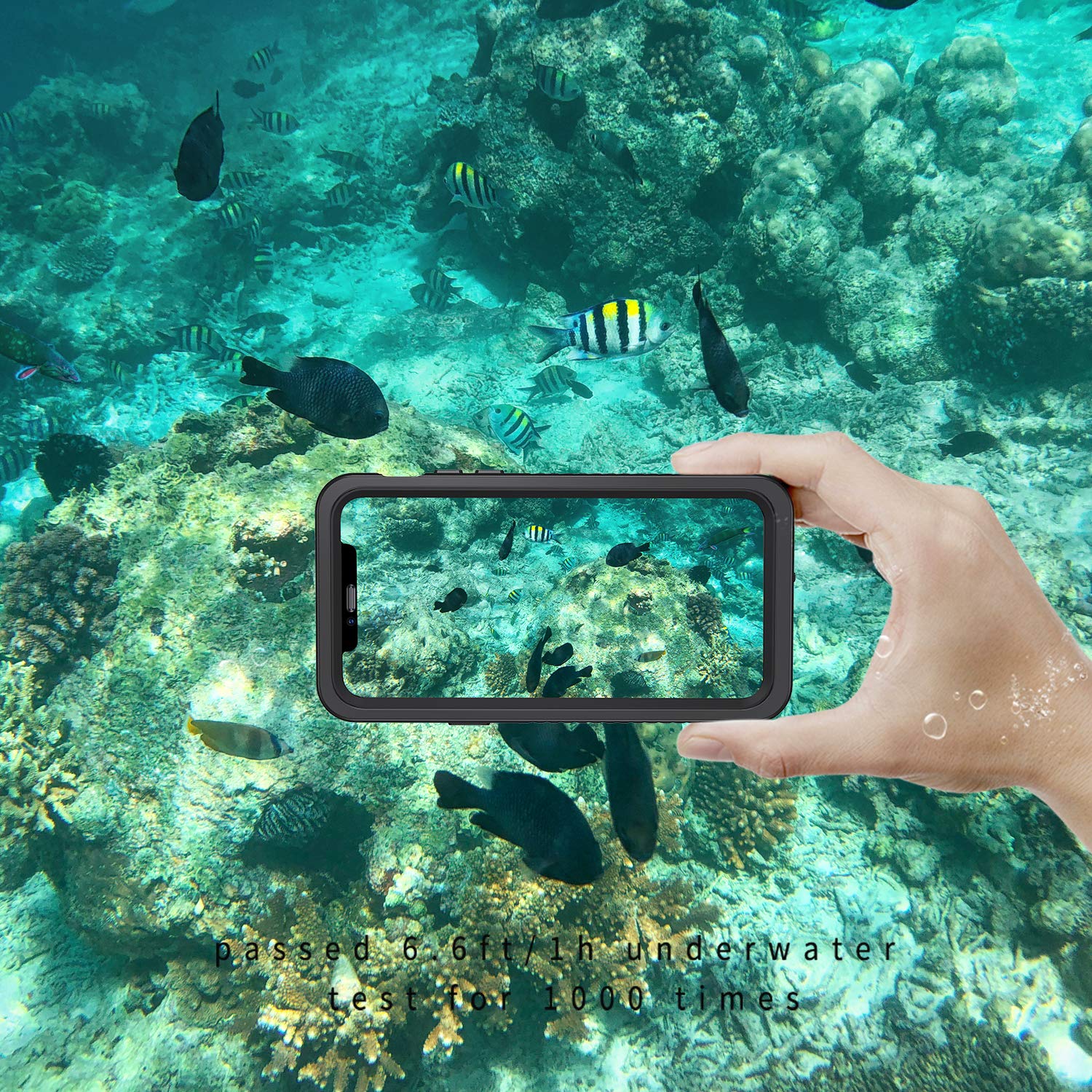 **Lanhiem iPhone 11 Pro Max Case - IP68 Waterproof & Dustproof Heavy Duty Full Body Protection with Built-in Screen Protector, Clear Back Phone Cover (Black) - Perfect for Outdoor, Sports & Extreme Activities**