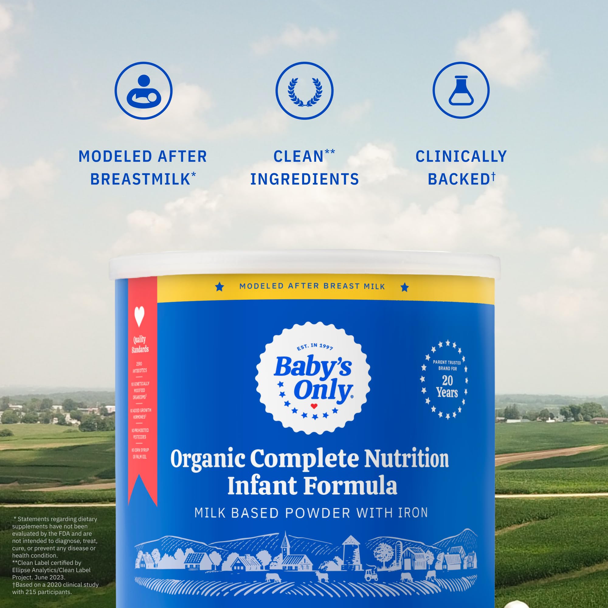 Organic Baby Formula Powder - Baby's Only Complete Nutrition Infant Formula, Milk-Based with Iron & Vitamin D, Newborn to 12 Months (21oz, 6-Pack) | Gentle Digestion, Closest to Breast Milk for Healthy Growth - Ideal for Home, Travel & Daycare Use
