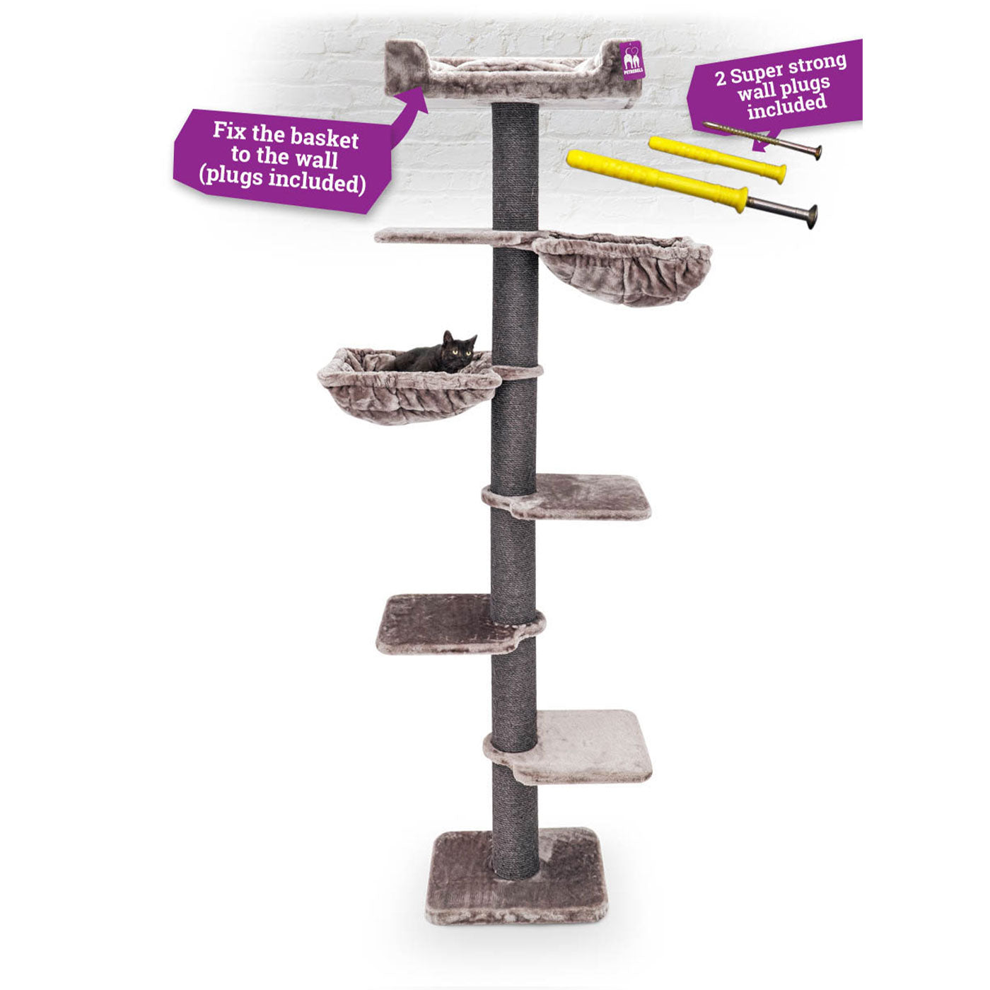 Kings & Queens Alexis 224cm Cat Tree - Premium Large Cat Tower with Scratching Posts & Perches for Indoor Cats - Perfect for Play, Rest & Climbing in Home or Apartment
