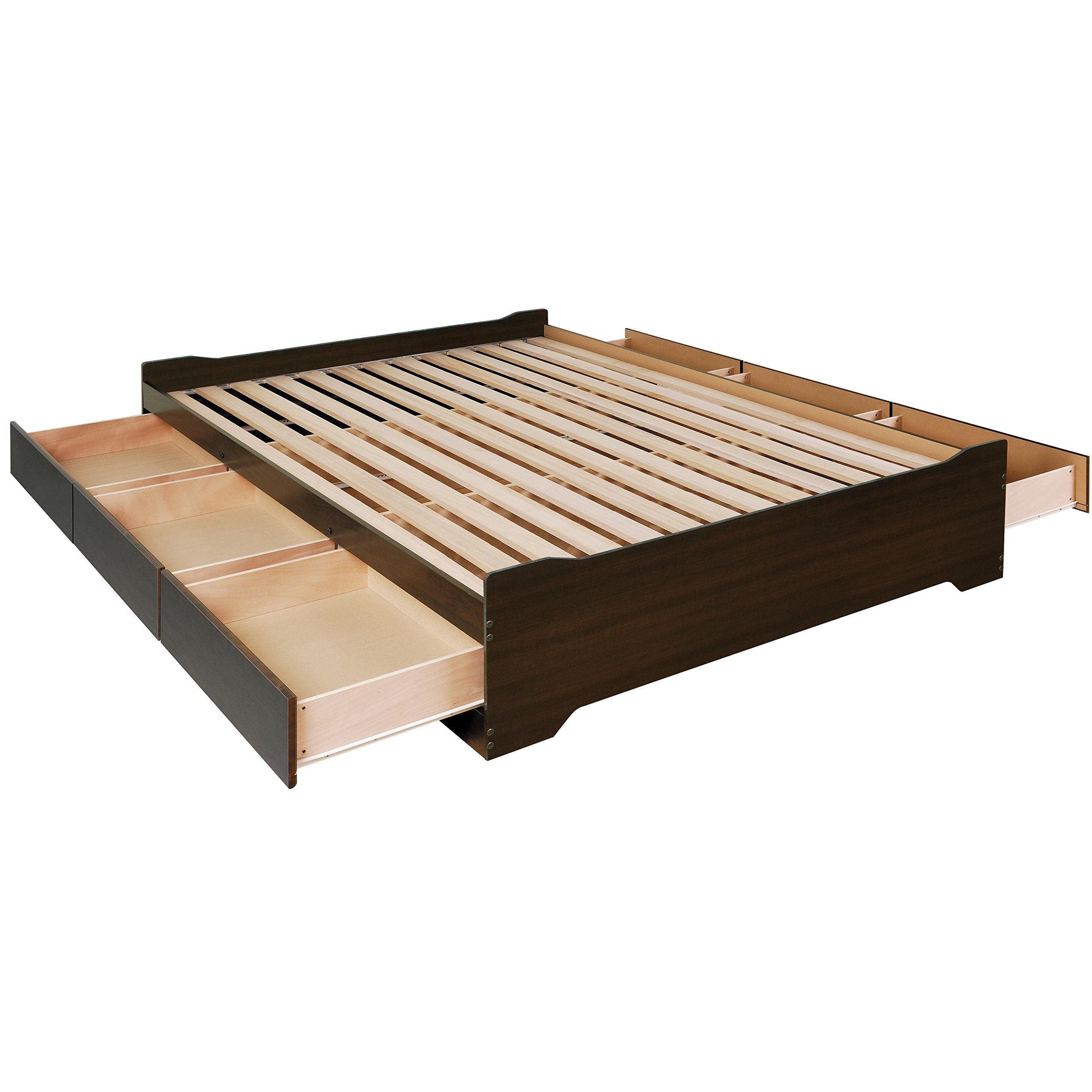 Prepac Mate's Queen 6-Drawer Minimalist Platform Storage Bed Frame - Contemporary Espresso Wood Bedroom Furniture with Underbed Drawers (81.5