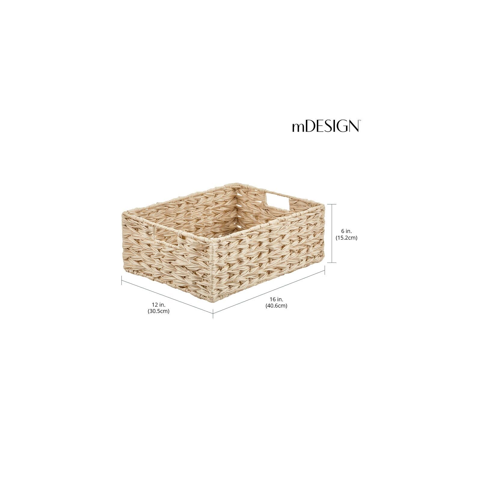 mDesign 6-Pack Storage Baskets Set - Woven Fabric Organizer Bins for Bathroom, Bedroom & Closet - Perfect for Clothes, Shoes & Accessories - Cream Beige Home Organization Solution (Great for Shelves, Underbed & Laundry Room Storage)