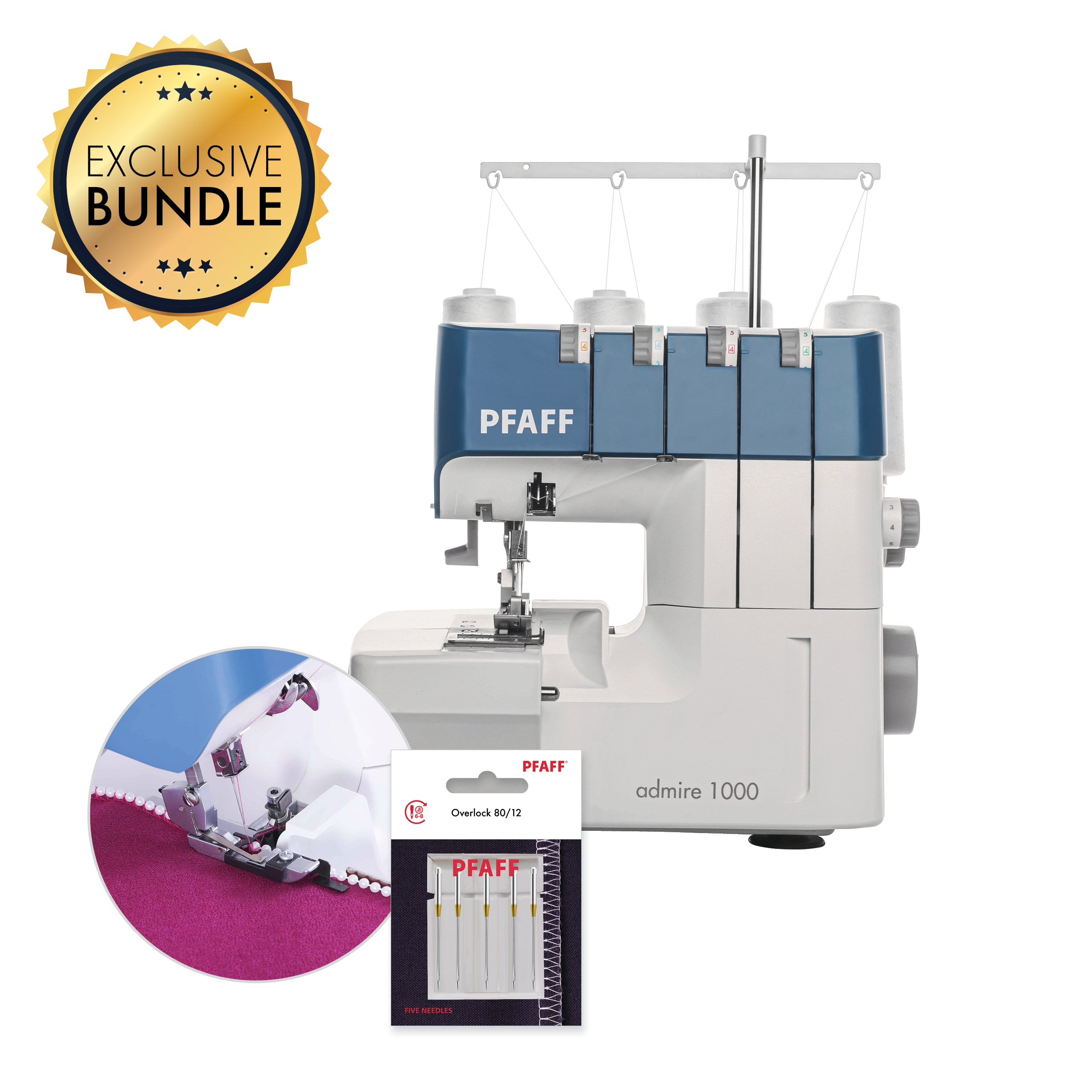 Pfaff Admire 1000 Overlock Serger Machine Bundle - Professional Sewing & Quilting for Home & Fashion Design