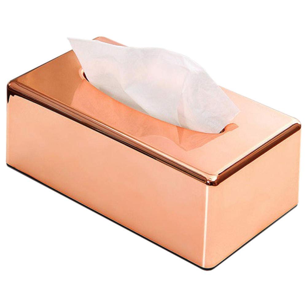 Elegant Rose Gold Tissue Box Holder - Rectangle Shaped Storage Container for Car & Home | Royal Tissue Paper Dispenser for Living Room, Bedroom, Office & Bathroom Organization