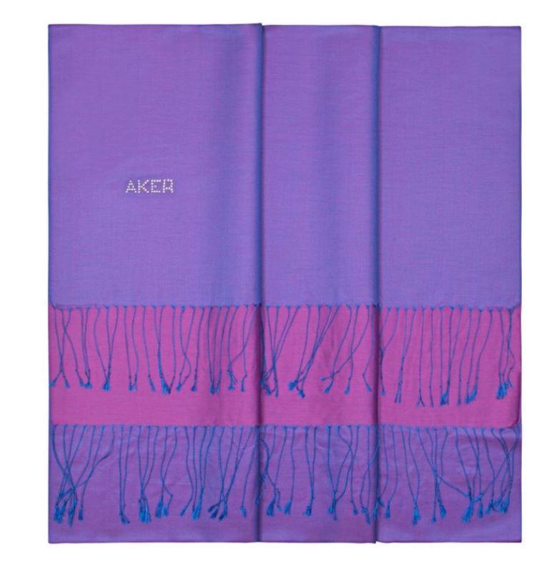 Luxury Bi-Color Silk Shawl with Swarovski Crystals - Elegant Women's Fashion Scarf for Evening Parties & Special Occasions