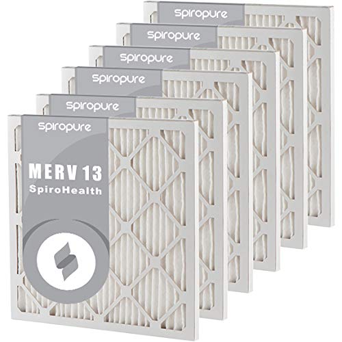 SpiroPure 20.5x26x1 MERV 13 Pleated Air Filters - 6 Pack, Made in USA | High Efficiency HVAC Furnace & AC Filters for Home & Office Air Purification