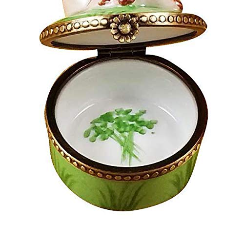 Authentic Limoges Mini Pig Porcelain Box on Green Base - Handcrafted French Limoges Keepsake Gift for Collectors, Home Decor & Special Occasions