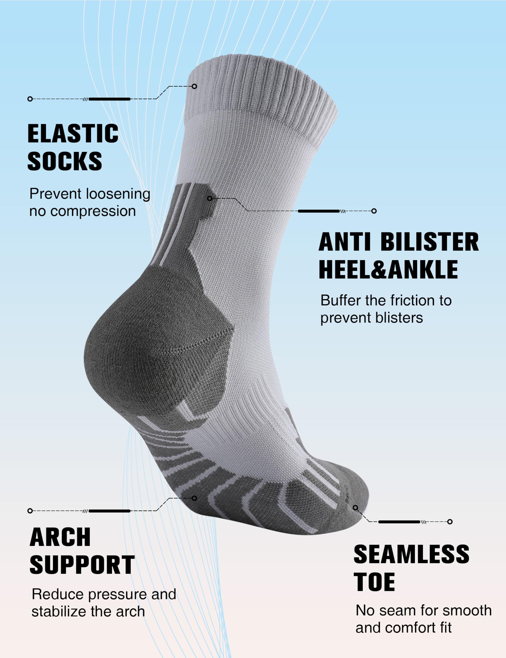 Compression Crew Running Socks for Men & Women - 3 Pairs Breathable Athletic Socks with Cushion for Hiking, Basketball & Sports | Perfect for Workouts, Outdoor Activities & Daily Wear
