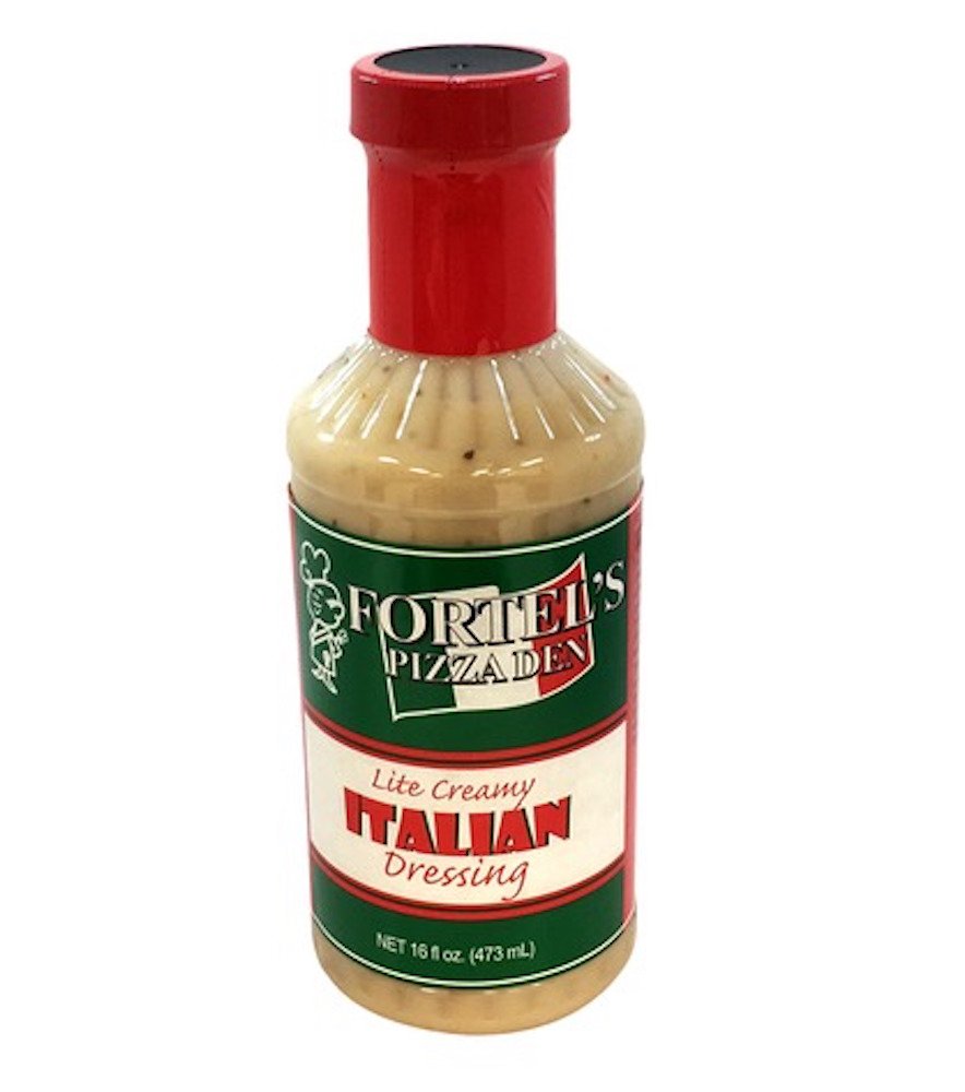 Fortel's Pizza Den Lite Creamy Italian Dressing - 16 oz Bottle | Authentic St. Louis Style Salad Dressing | Perfect for Salads, Pizzas & Sandwiches