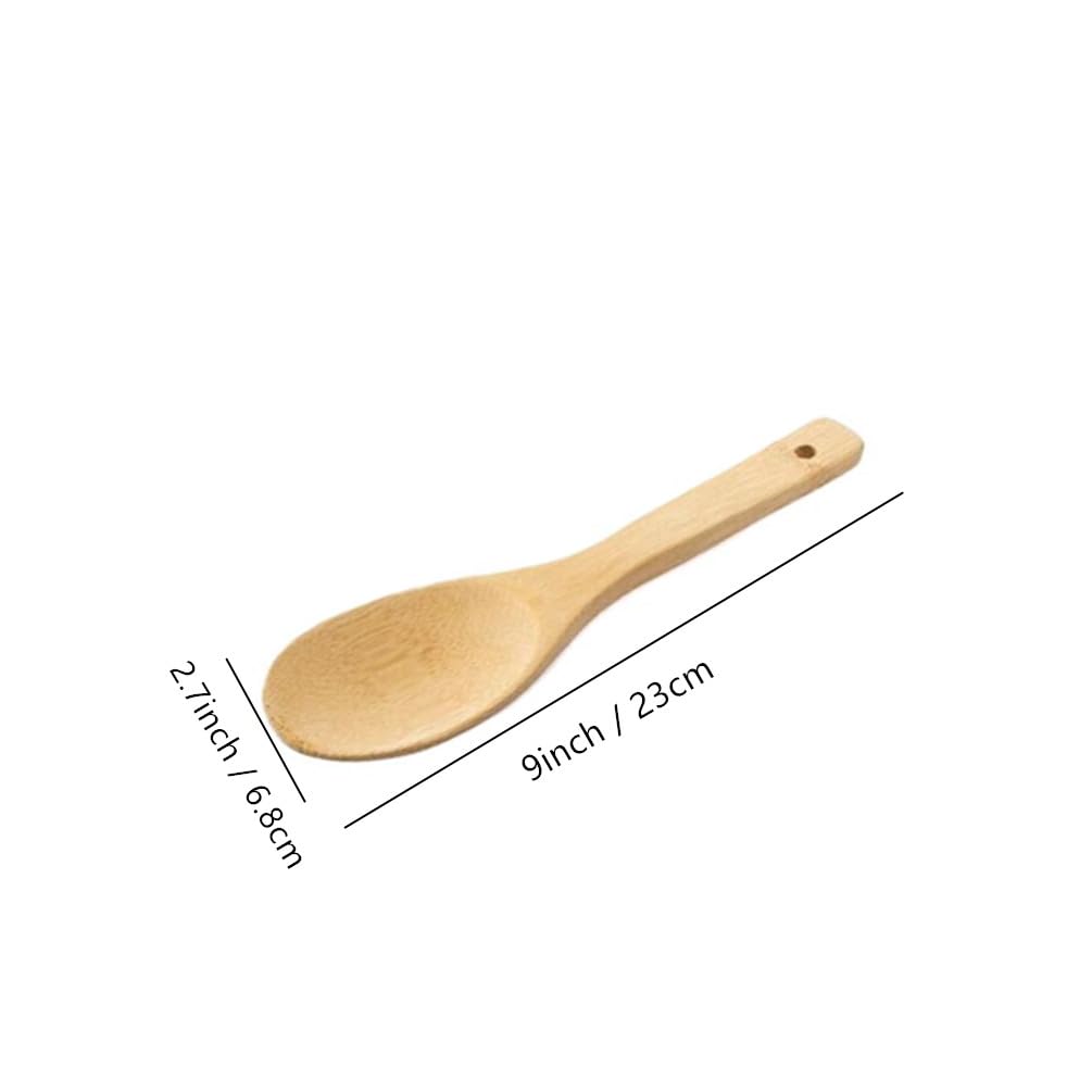 9 Inch Bamboo Rice Scoops & Wooden Non-Stick Rice Paddles - 3 Pack Large Wooden Serving Spoons for Cooking, Stirring Soup, Sushi Making - Perfect for Asian Cuisine, Salad Serving & Kitchen Utensil Set
