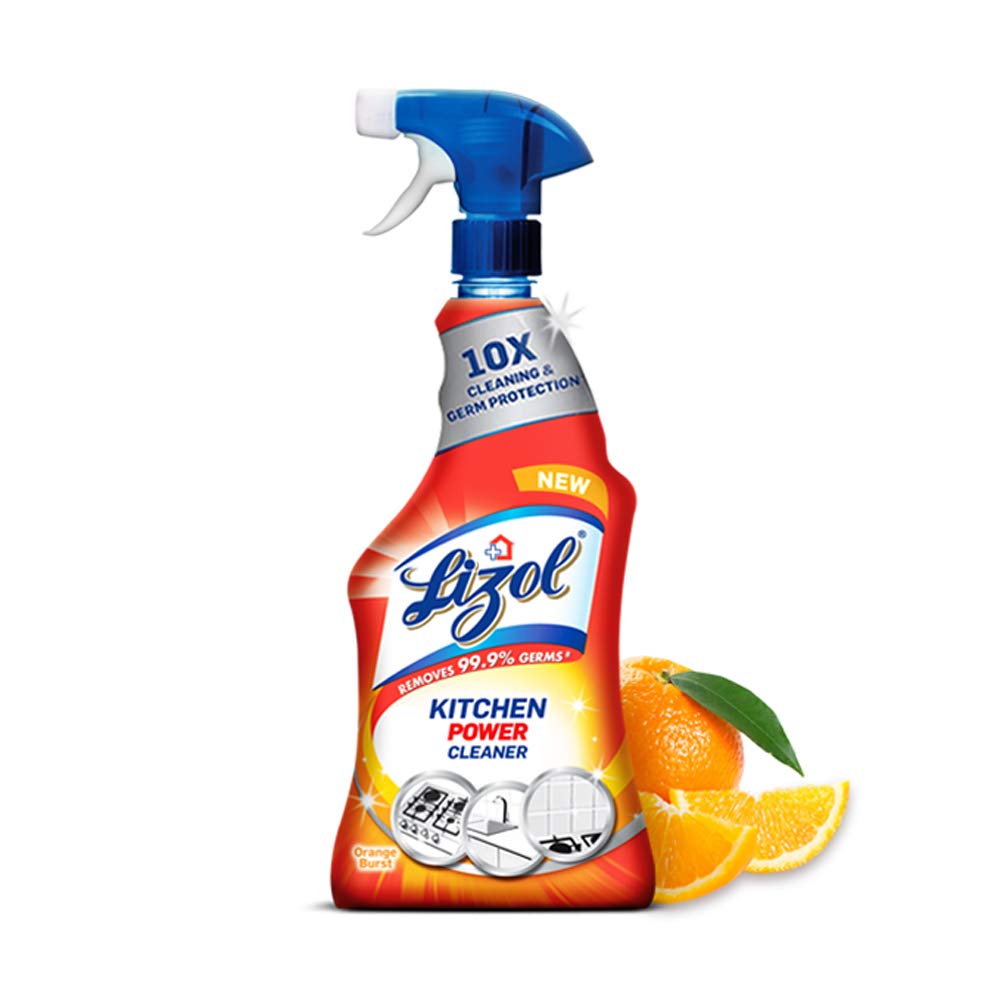 Lizol Disinfectant Surface & Floor Cleaner Liquid, Citrus Scent - 5 Liter & Kitchen Power Cleaner Spray 450ml (2-Pack) | Kills 99.9% Germs & Bacteria | Deep Cleans Stove, Chimney, Sink & Countertops | Ideal for Kitchen, Bathroom & High-Touch Surfaces