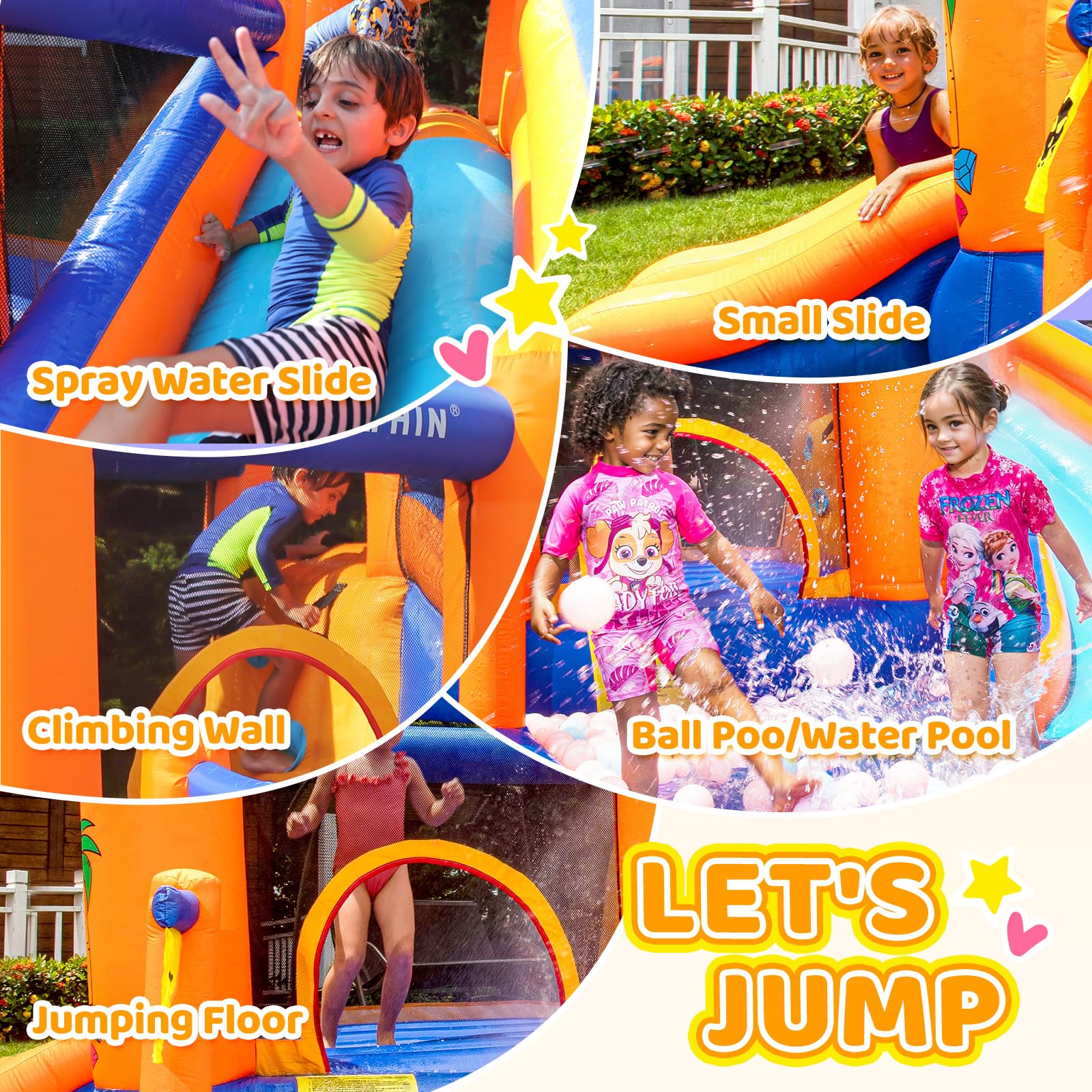 **Doctor Dolphin Inflatable Water Slide for Kids - Bounce House with Blower, Wet & Dry Bouncy Slide & Splash Pool - Outdoor Water Park for Backyard, Birthday Parties & Summer Fun**