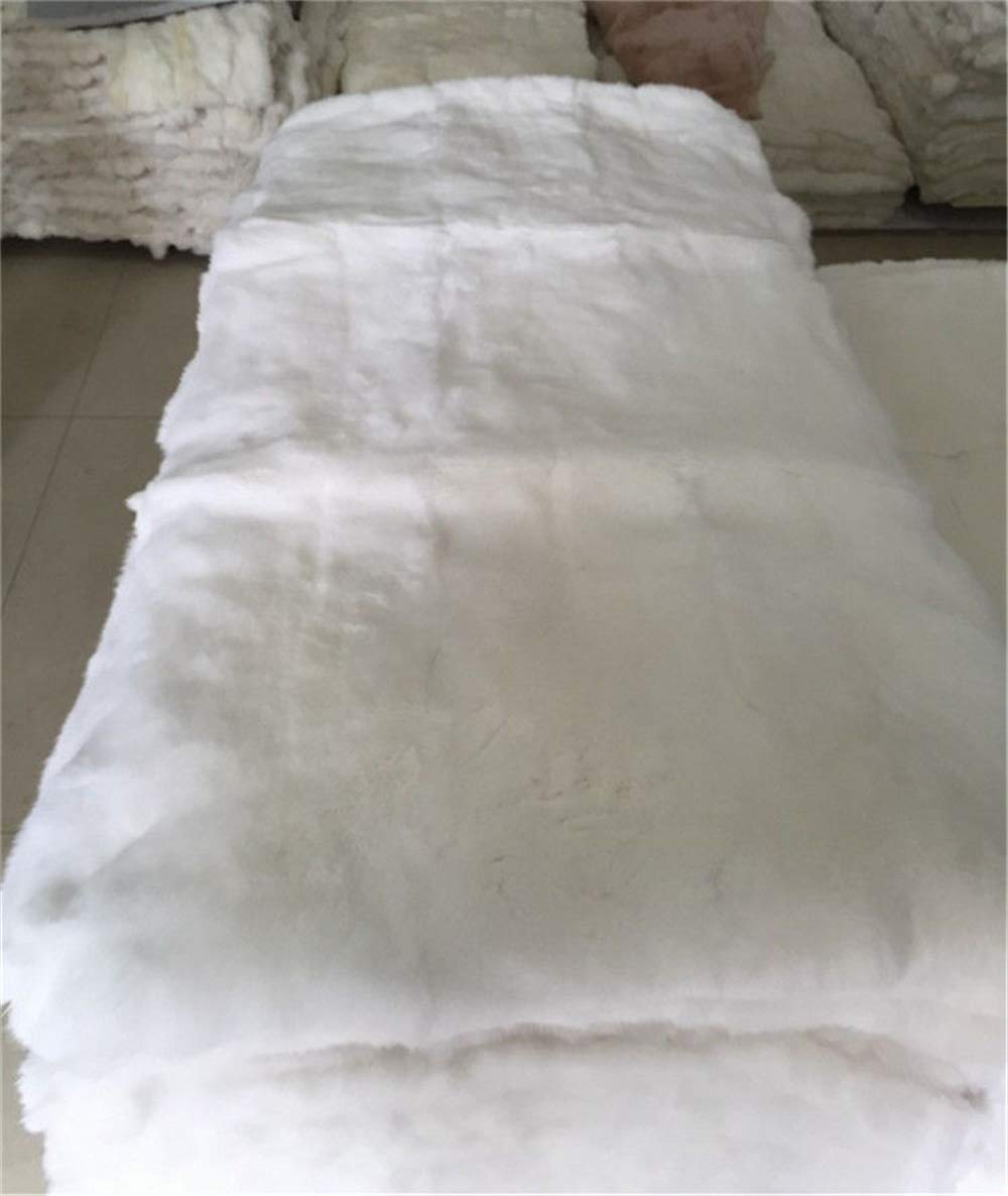 Genuine White Rabbit Fur Throw Blanket - 22x43 Inches, Soft Plush Rug for Living Room, Bedroom & Cozy Home Decor - Perfect for Sofa, Chair, and Floor Accents