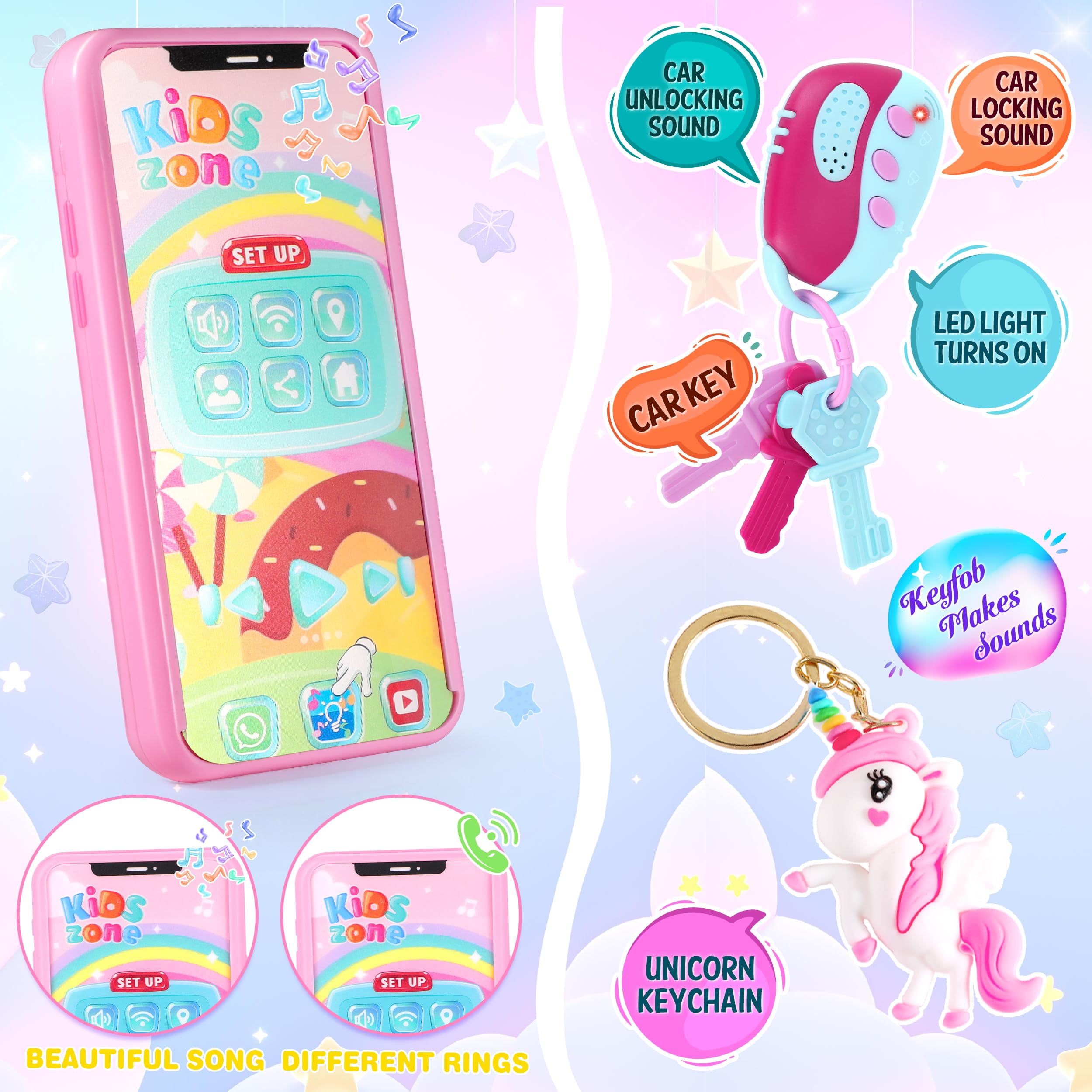 Unicorn Pretend Play Purse for Toddler Girls Age 3-8 - Princess Makeup Toy Set with Accessories | Perfect Easter & Birthday Gift for 3-8 Year Old Girls | Dress Up & Role Play Fun
