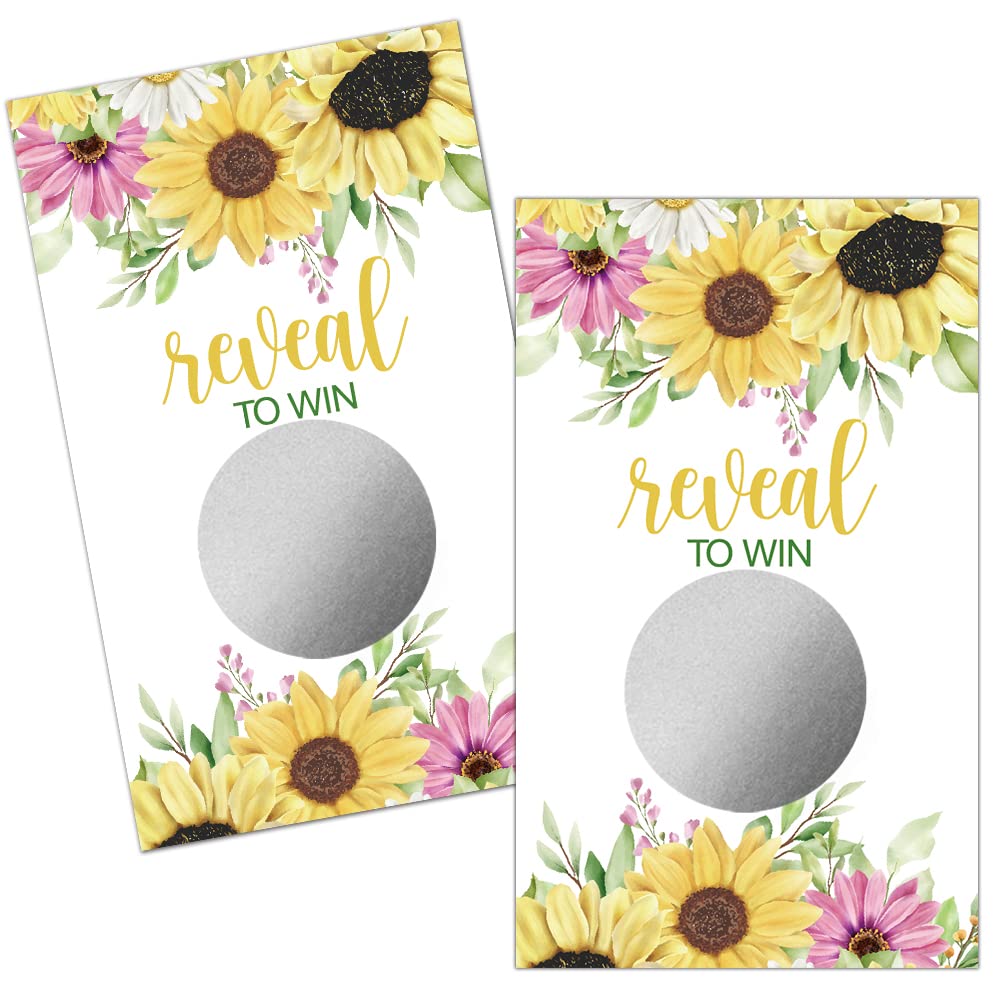 50 Pack Sunflower Bridal Shower Scratch Off Game Cards - Fun Wedding Party Games for Bridal Showers, Country Weddings & Baby Showers - Perfect for DIY Wedding Favors & Bridal Lottery Tickets