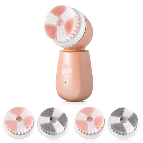 KINGDO Rechargeable Facial Cleansing Brush with 3 Modes - Deep Cleansing & Exfoliating for Oily, Dull Skin | Includes 2 Replacement Brush Heads | Perfect for Daily Skincare Routine & Travel