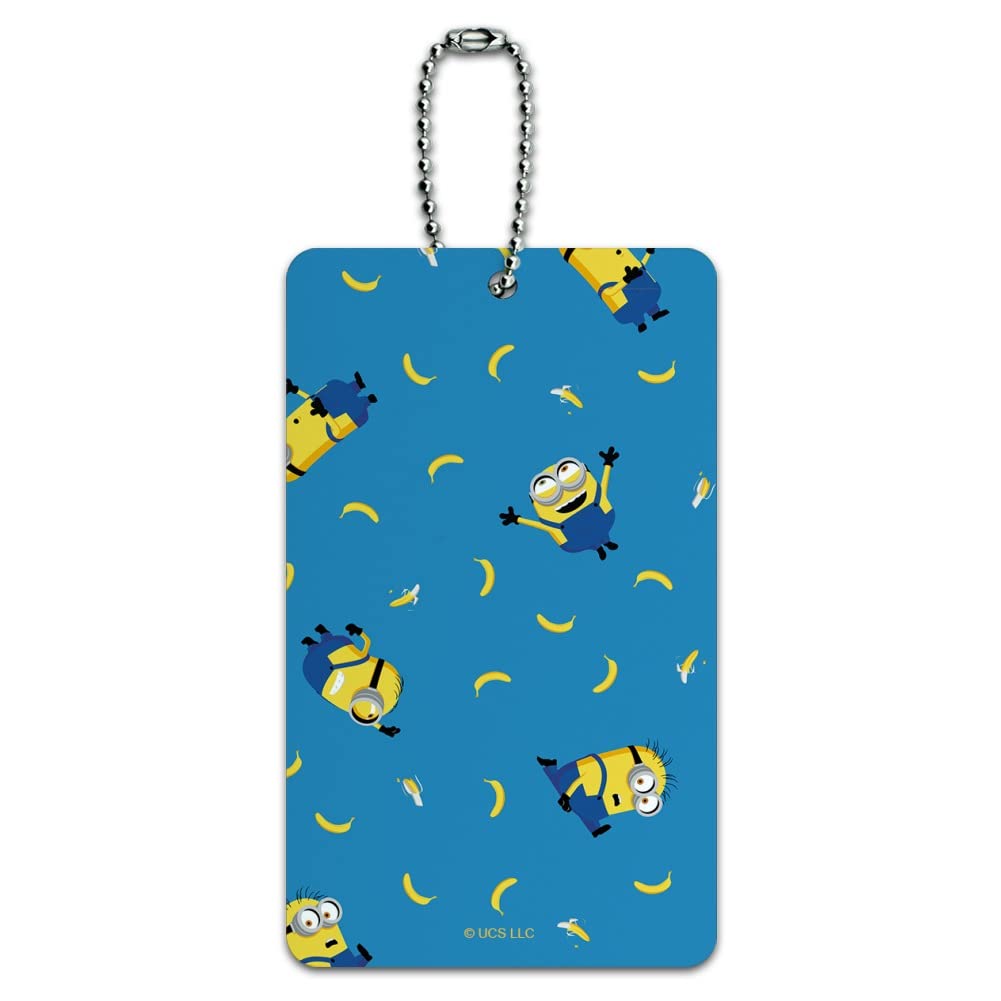Minions Banana Pattern Luggage Tag - Durable Suitcase ID Tag for Carry-On Bags - Perfect for Travel, Kids Backpacks & Disney Theme Park Trips