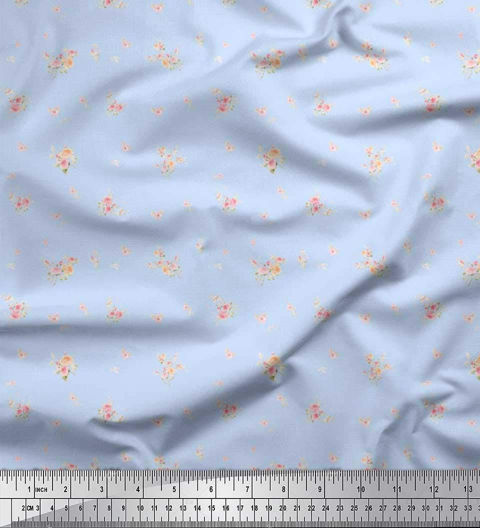 Soimoi Moss Georgette Brown Fabric by The Yard - 42 Inch Wide Printed Fabric with Leaves & Rose Flower Design for Nightwear, Sleepwear, Dresses & DIY Projects - Botanical Elegance Fabric for Women's Fashion and Home Decor