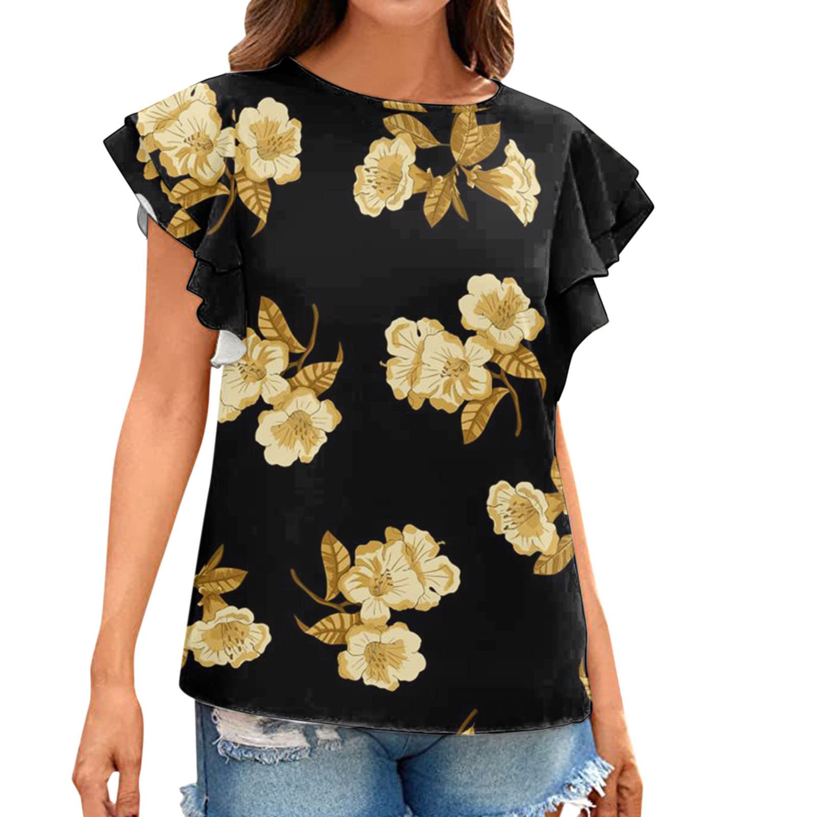 Women's Summer Casual T-Shirts - Round Neck Short Sleeve Printed Tunic Tops & Pullover Blouses | Perfect for Daily Wear, Beach Outings & Summer Vacations