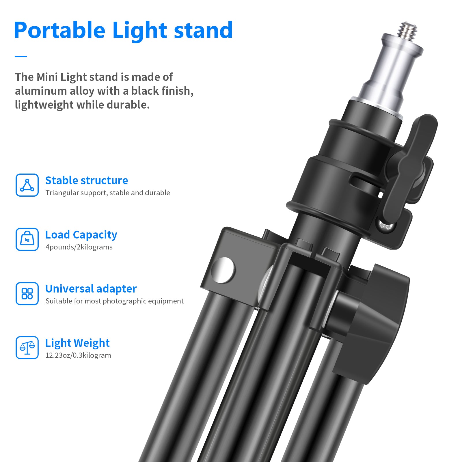 NEEWER ST 50MN 50cm Mini Photography Light Stand - Compact & Portable for Studio, YouTube Videos, Product Photography & Vlogging