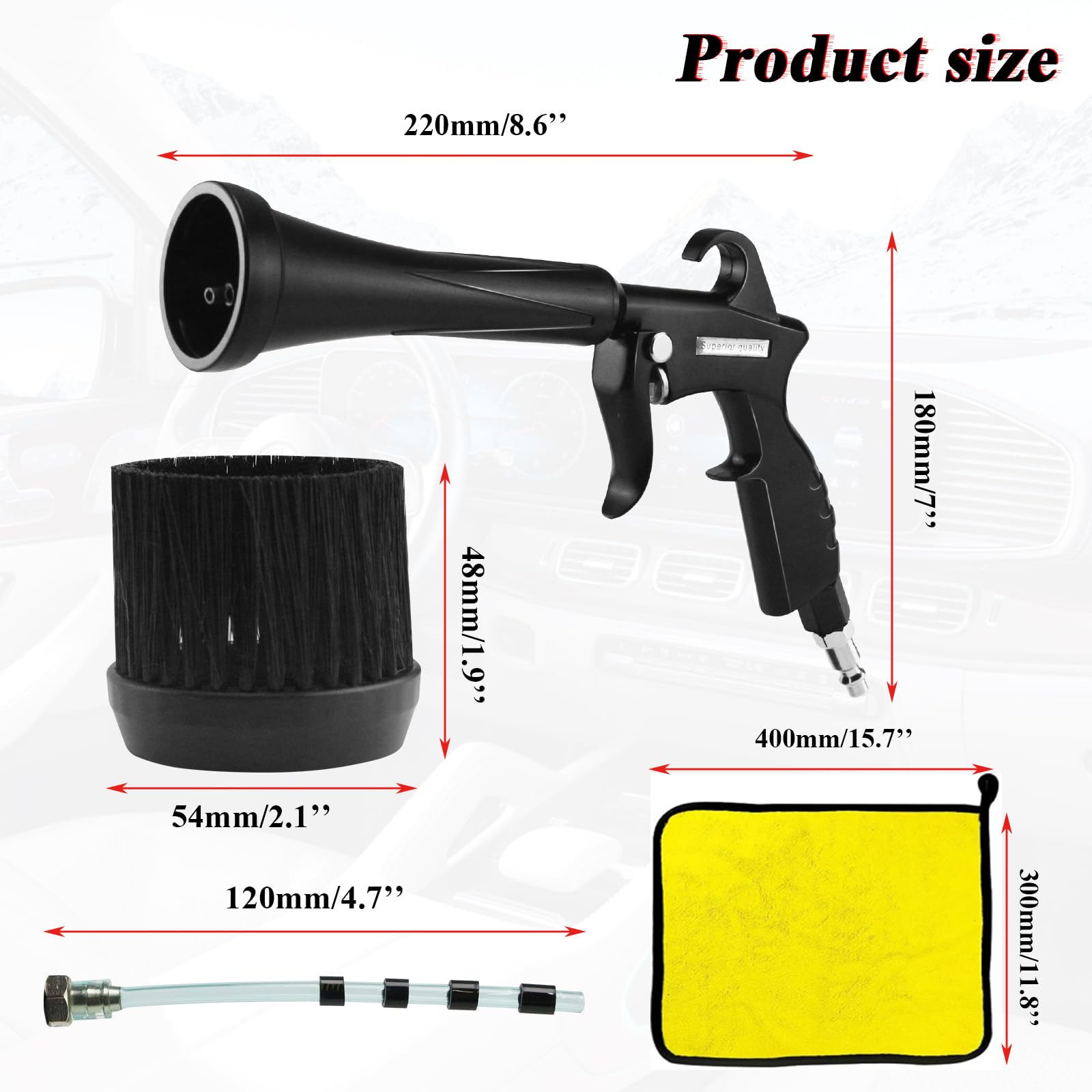 Tornado Air Cleaning Gun with Rubber Guard & Brass Adjustable Nozzle - Pneumatic Compressor Tool for Dust Removal, Car Detailing, Workshop Cleaning | Heavy-Duty Air Blow Gun for Automotive, Industrial & Home Use