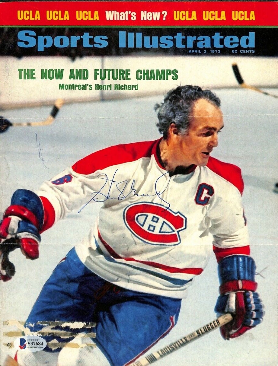 Authentic Henri Richard Autographed Montreal Canadiens Sports Illustrated Magazine Cover - Vintage NHL Memorabilia for Hockey Fans & Collectors - Perfect for Man Cave, Sports Bar Decor or Gift for Hockey Enthusiasts