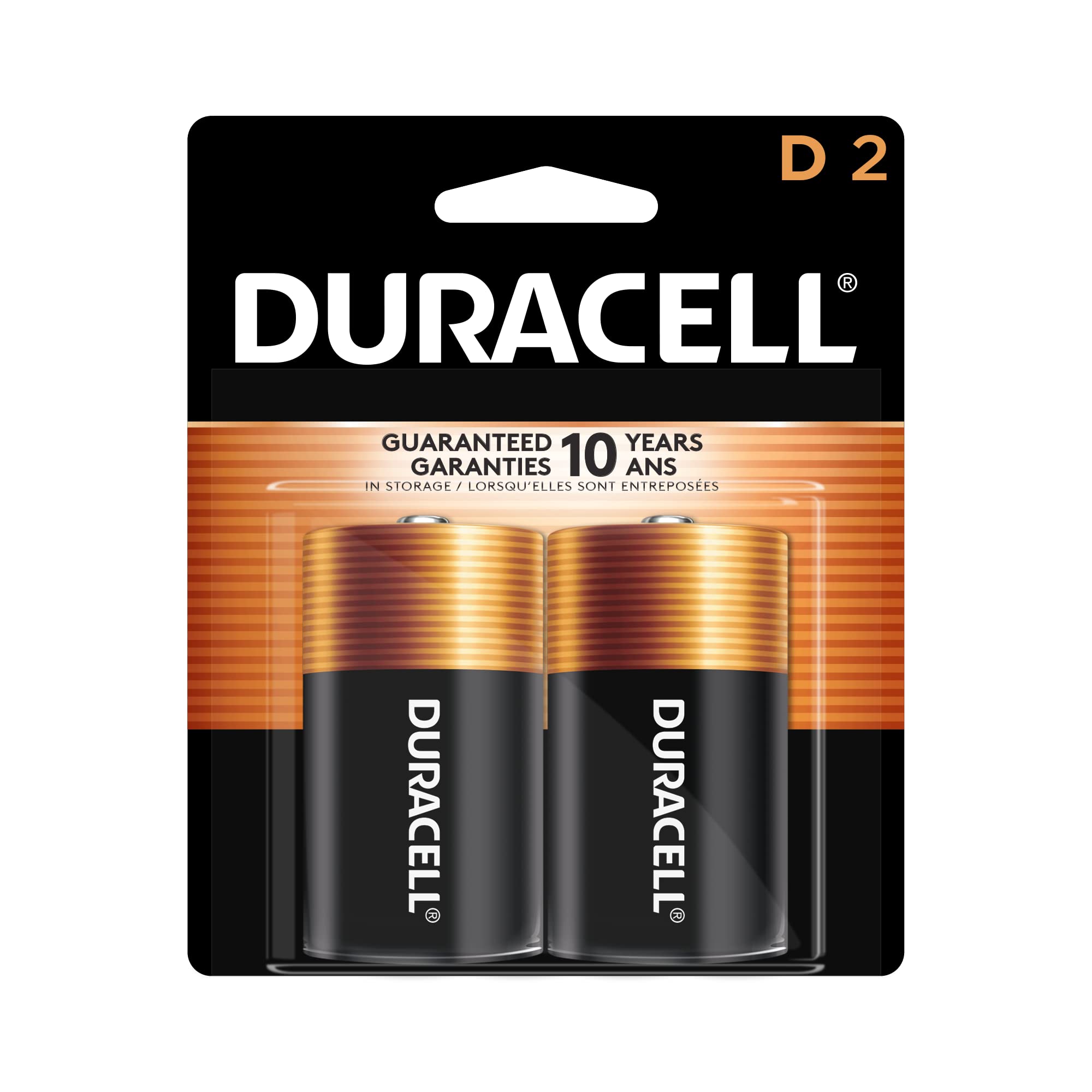 Duracell CopperTop D Alkaline Batteries - Long-Lasting All-Purpose D Cell Batteries for Household & Business Use (2-Pack) - Ideal for Flashlights, Toys, Clocks & Emergency Devices