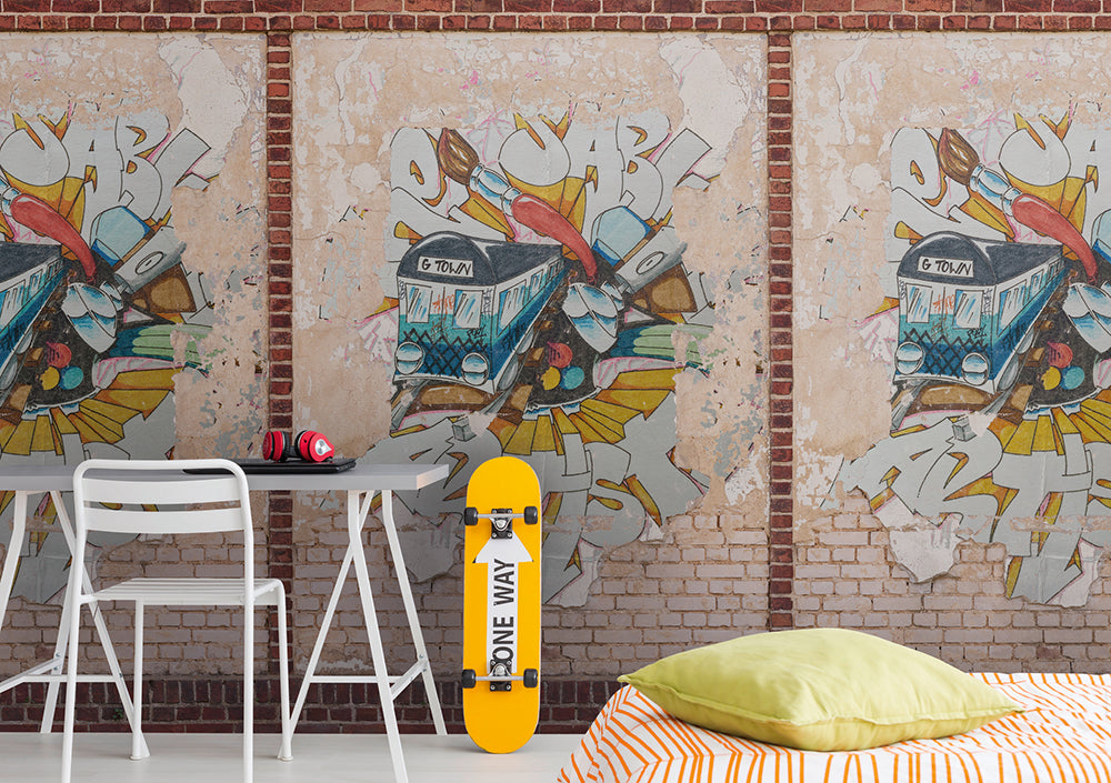 The Wall 2 Graffiti Train - Urban Street Art Canvas for Home & Office Decor | Perfect for Artists, DIY Projects & Creative Spaces