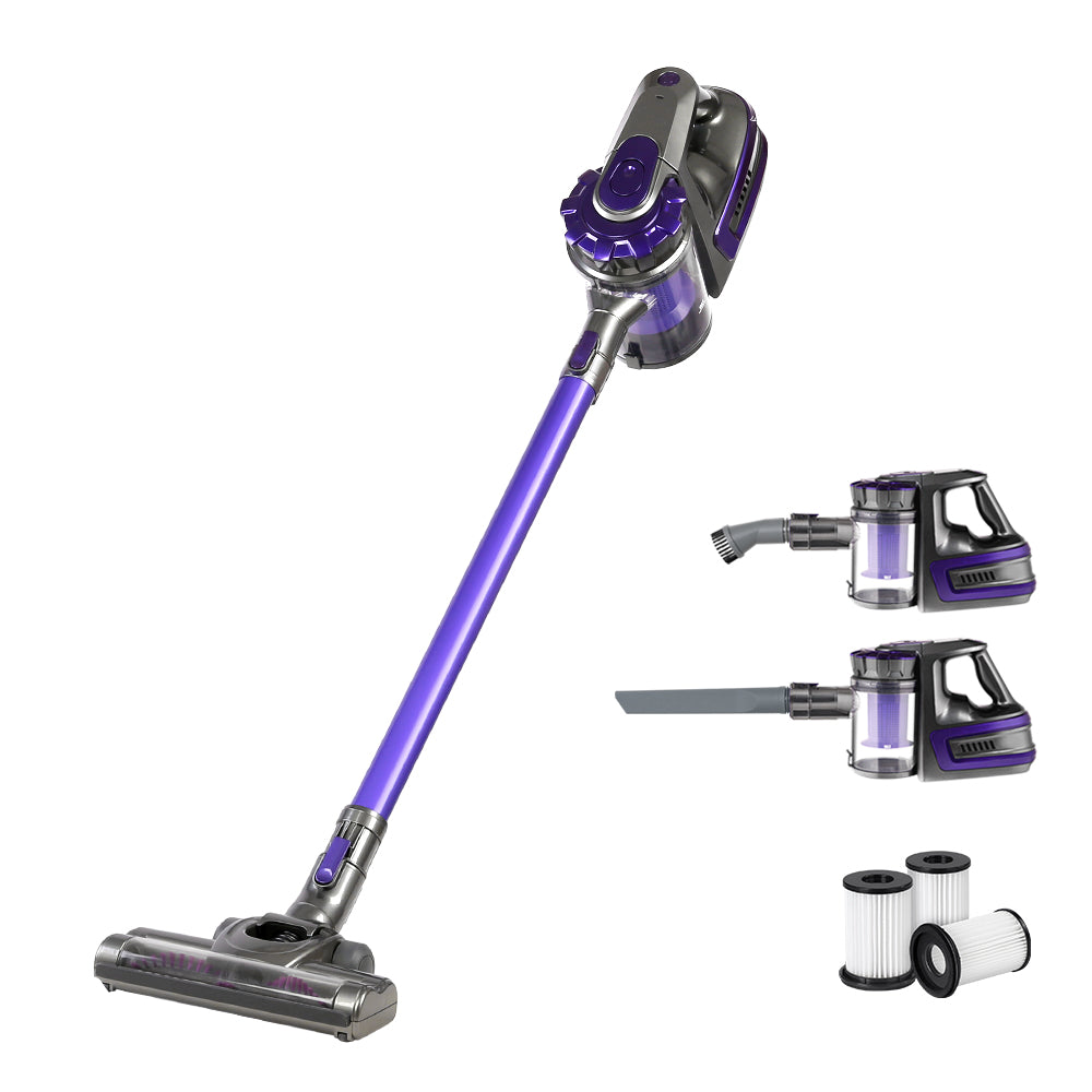 Devanti Cordless Stick Vacuum Cleaner with HEPA Filter - Lightweight & Powerful for Hardwood Floors, Carpets & Pet Hair - Purple (Ideal for Home, Office & Car Cleaning)