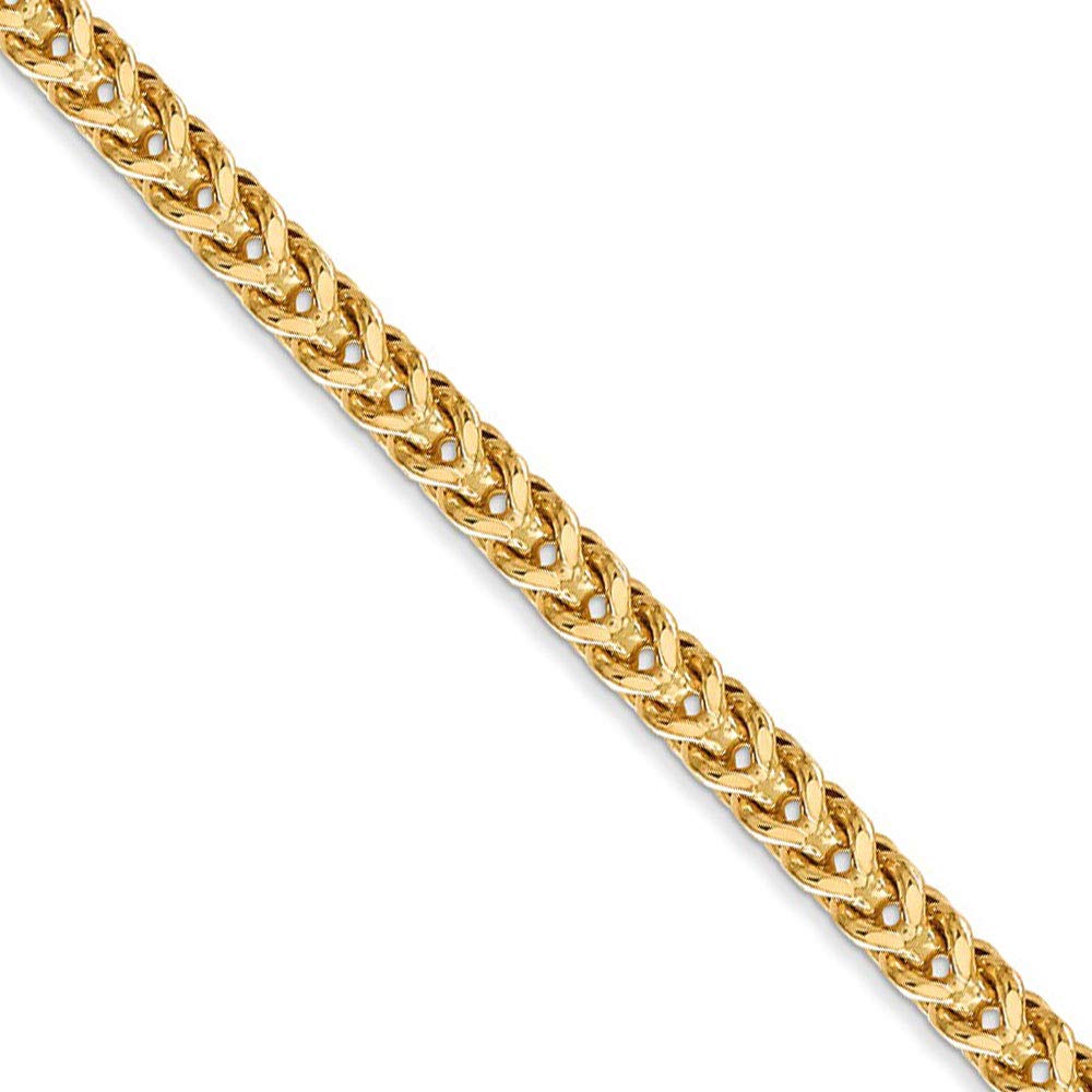 14k Yellow Gold Hollow Franco Chain Necklace 3.7mm by Black Bow Jewelry - Perfect for Everyday Wear and Special Occasions
