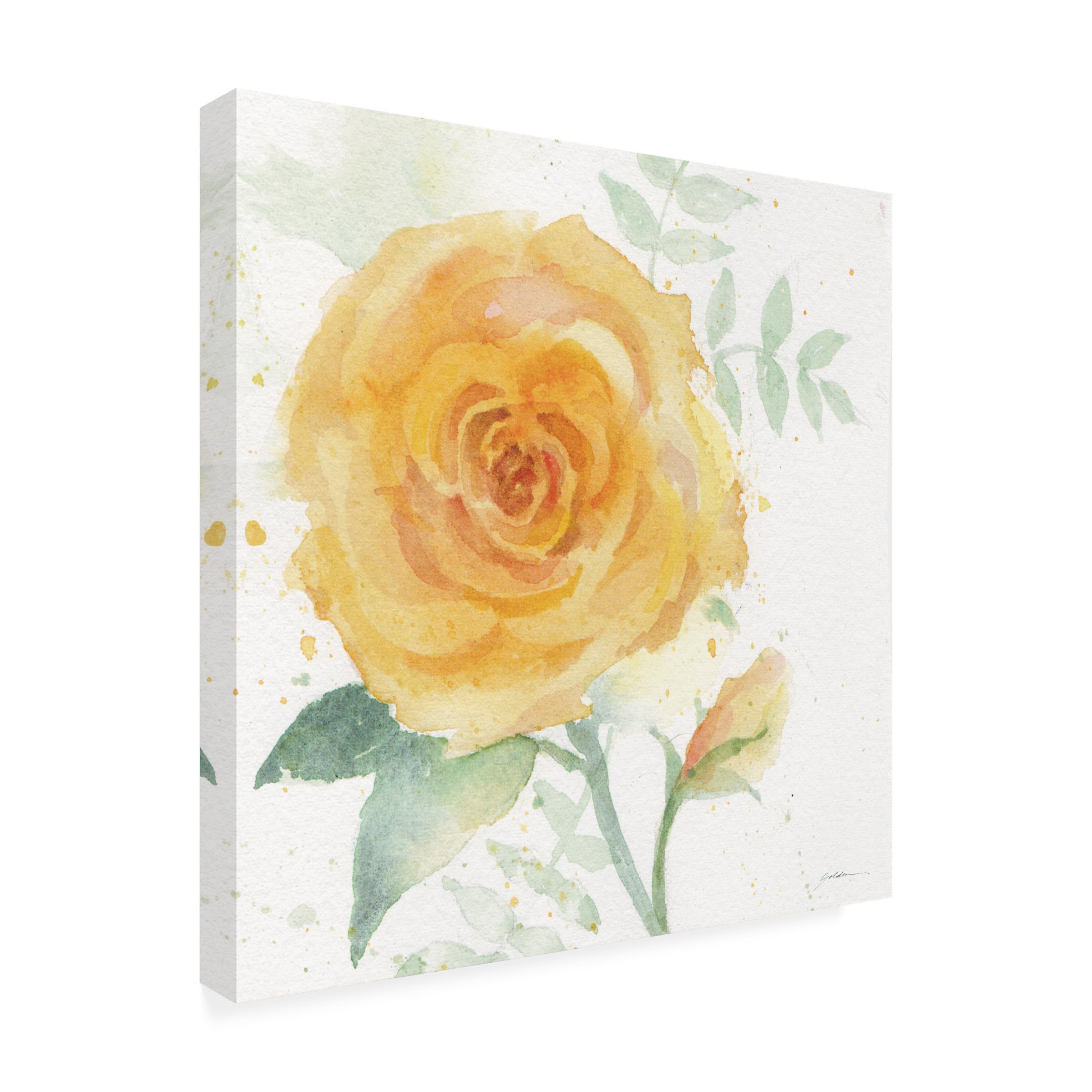 Sheila Golden 'The Yellow Rose' Canvas Wall Art Print - Modern Floral Home Decor for Living Room, Bedroom & Office