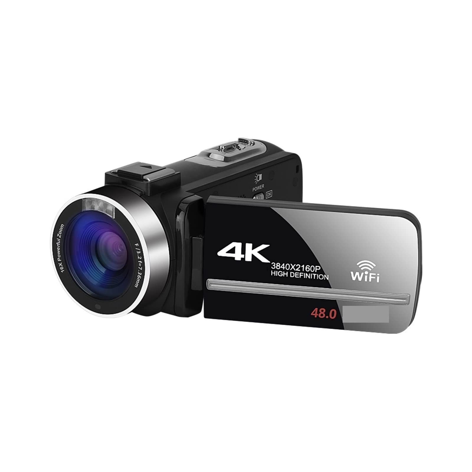 BODORME 4K 48MP Digital Video Camera with Rotating Screen, Loop Recording & Time Lapse - Perfect for Vlogging, Blogging, Live Streaming & Webcam Use (Includes 16GB SD Card)