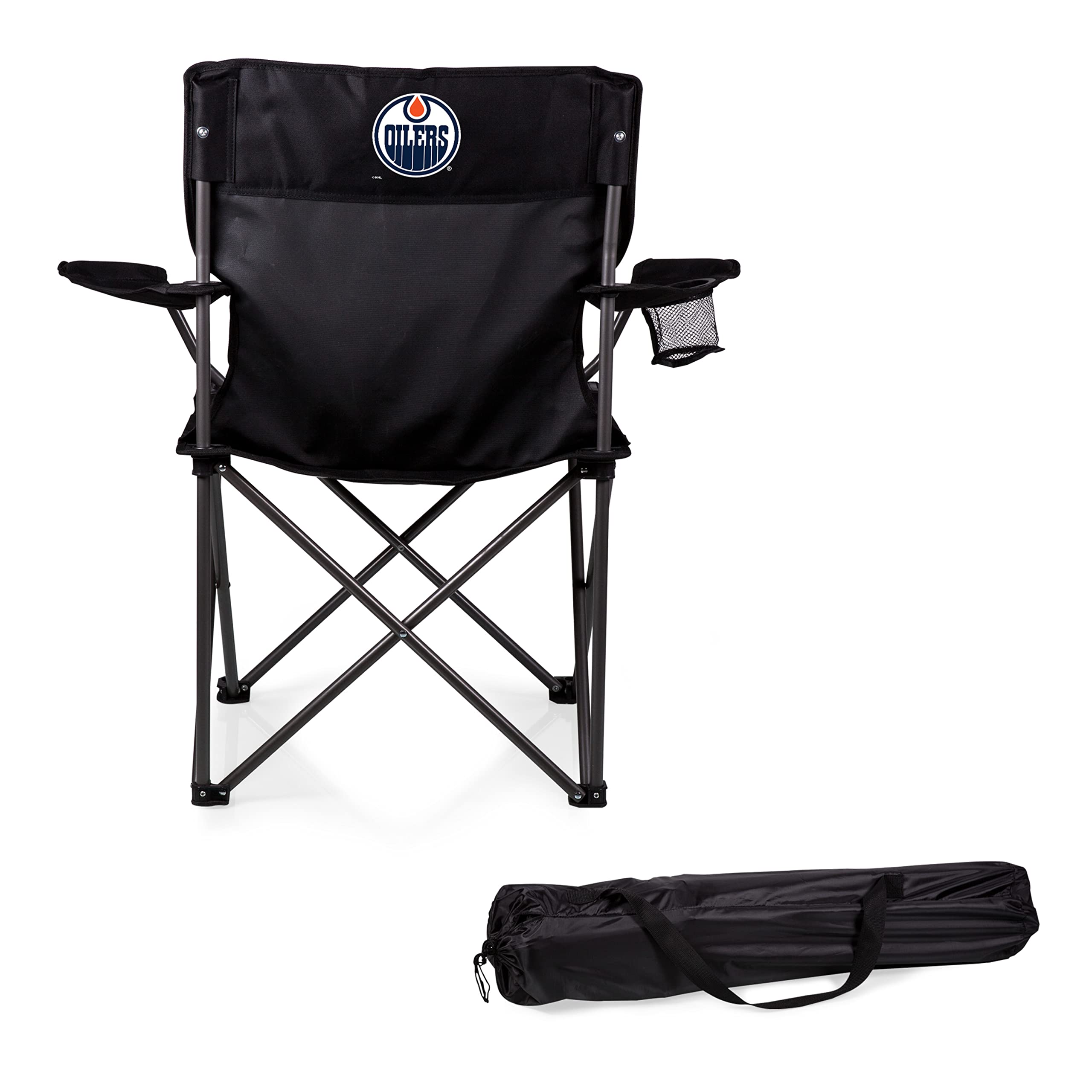 NHL Edmonton Oilers Portable Folding Camp Chair with Cup Holder - Lightweight Outdoor Sports Seat for Hockey Games, Tailgating & Backyard BBQs